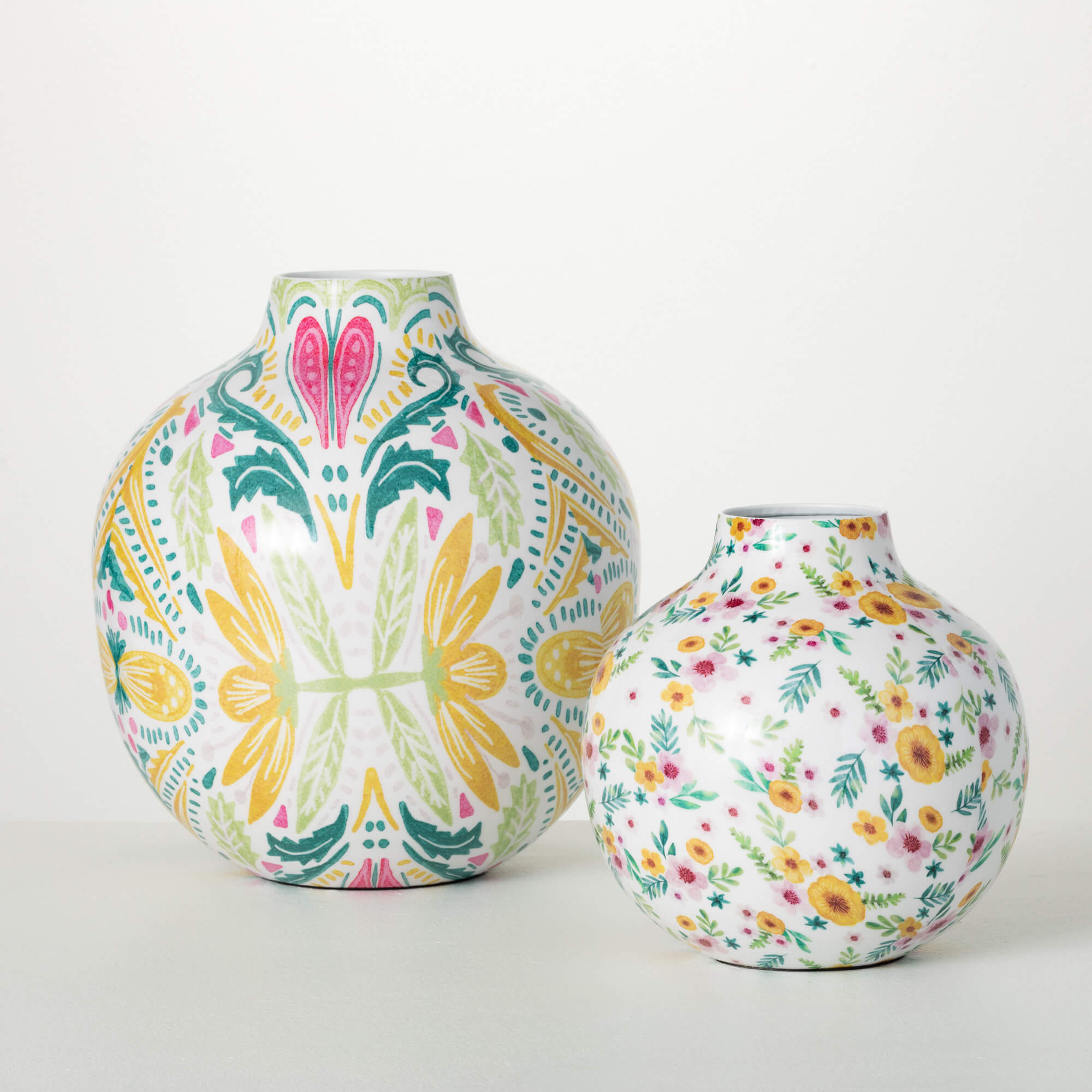 ABSTRACT FLORAL VASE SET OF 2