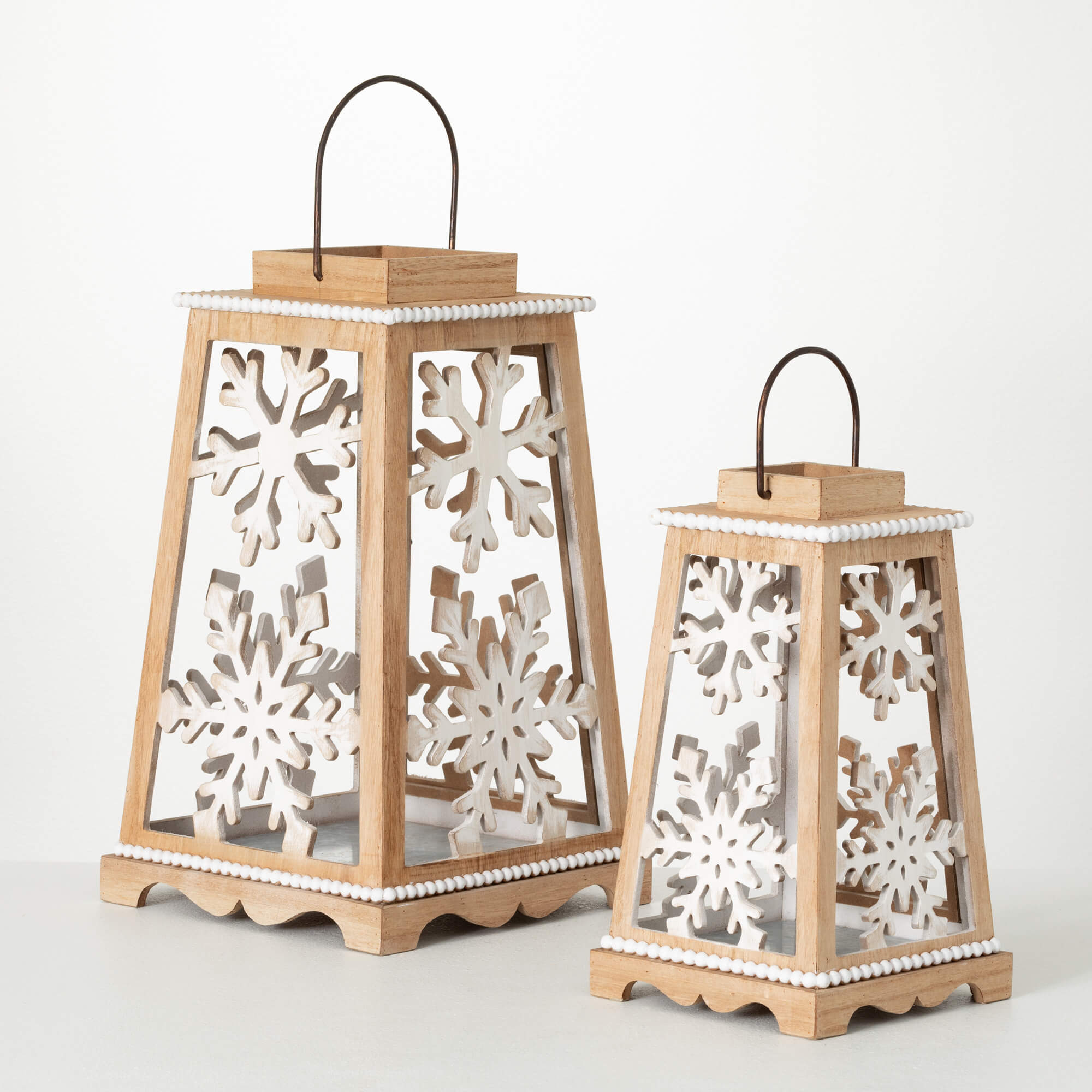 BEADED SNOWFLAKE LANTERN SET