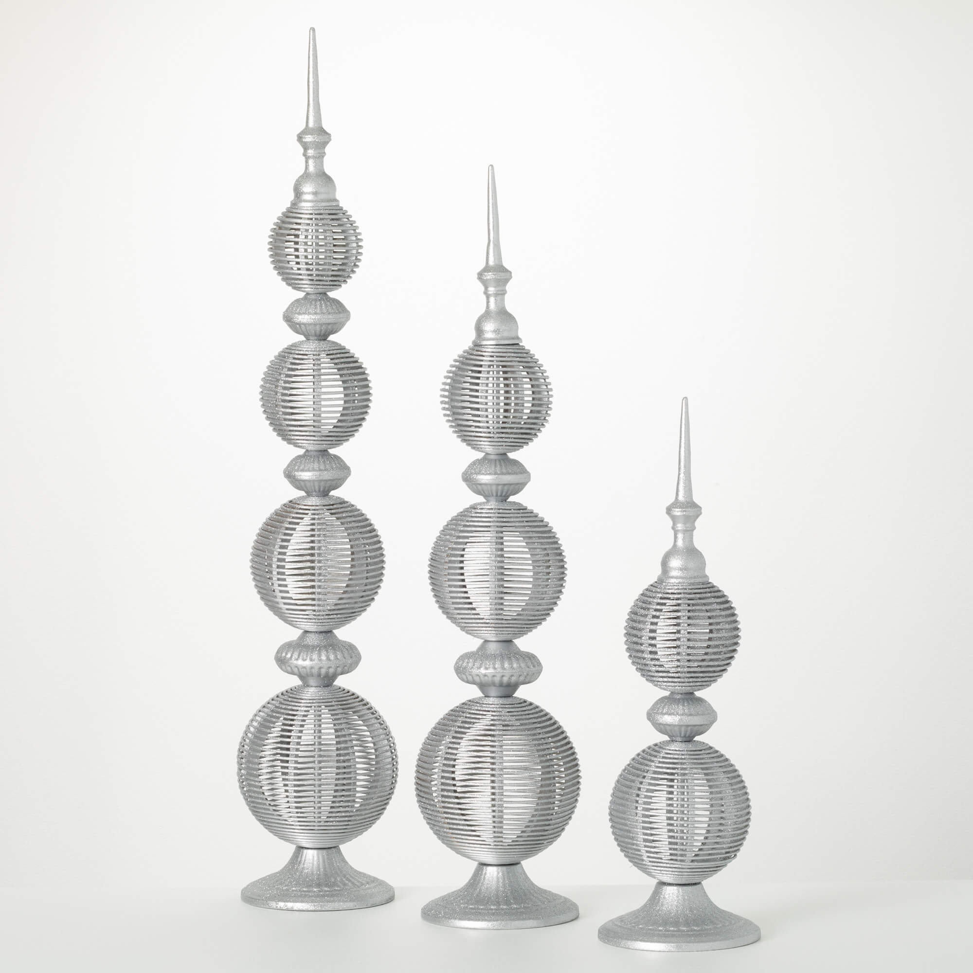 SILVER METAL FINIAL FIGURINES