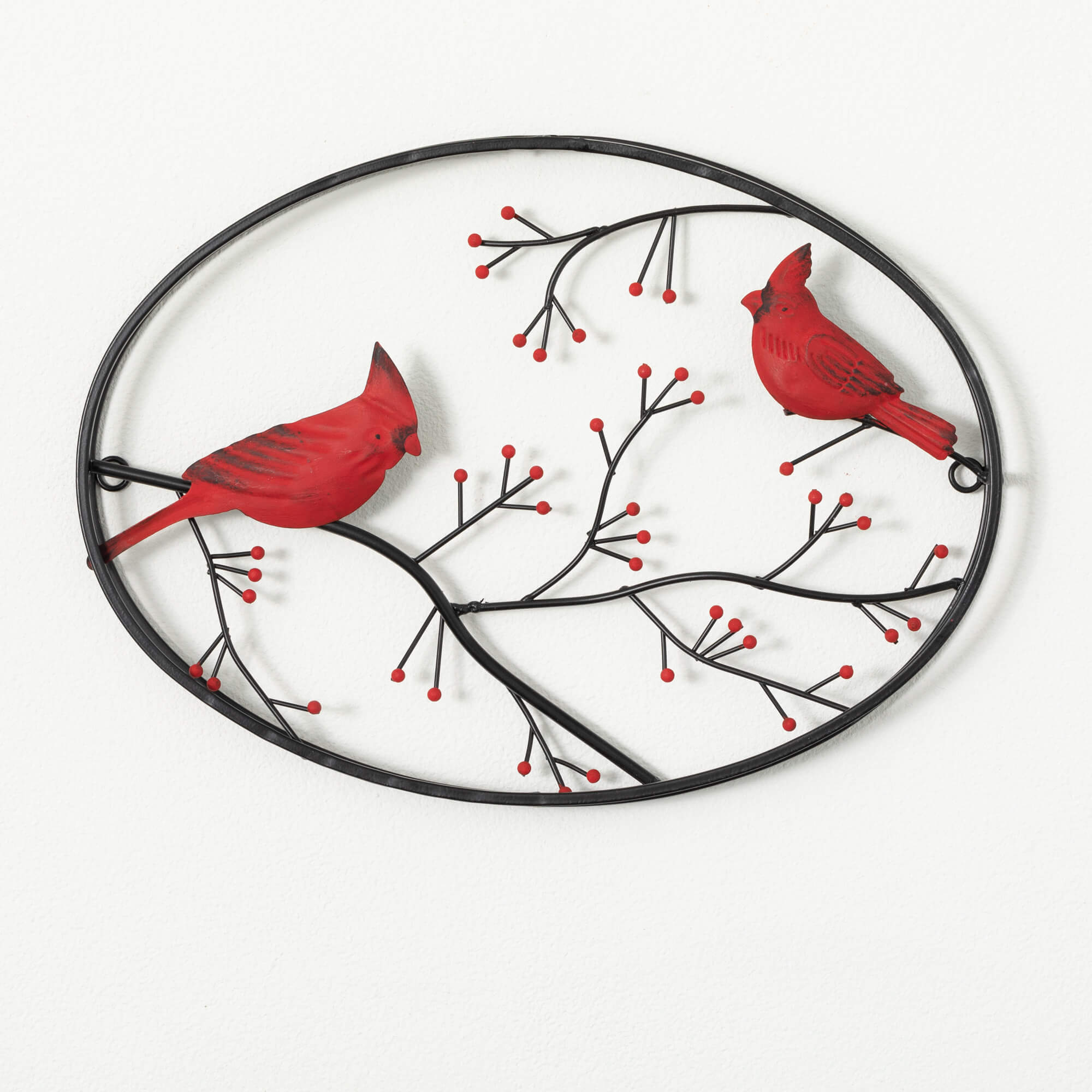 METAL OVAL CARDINAL WALL DECOR