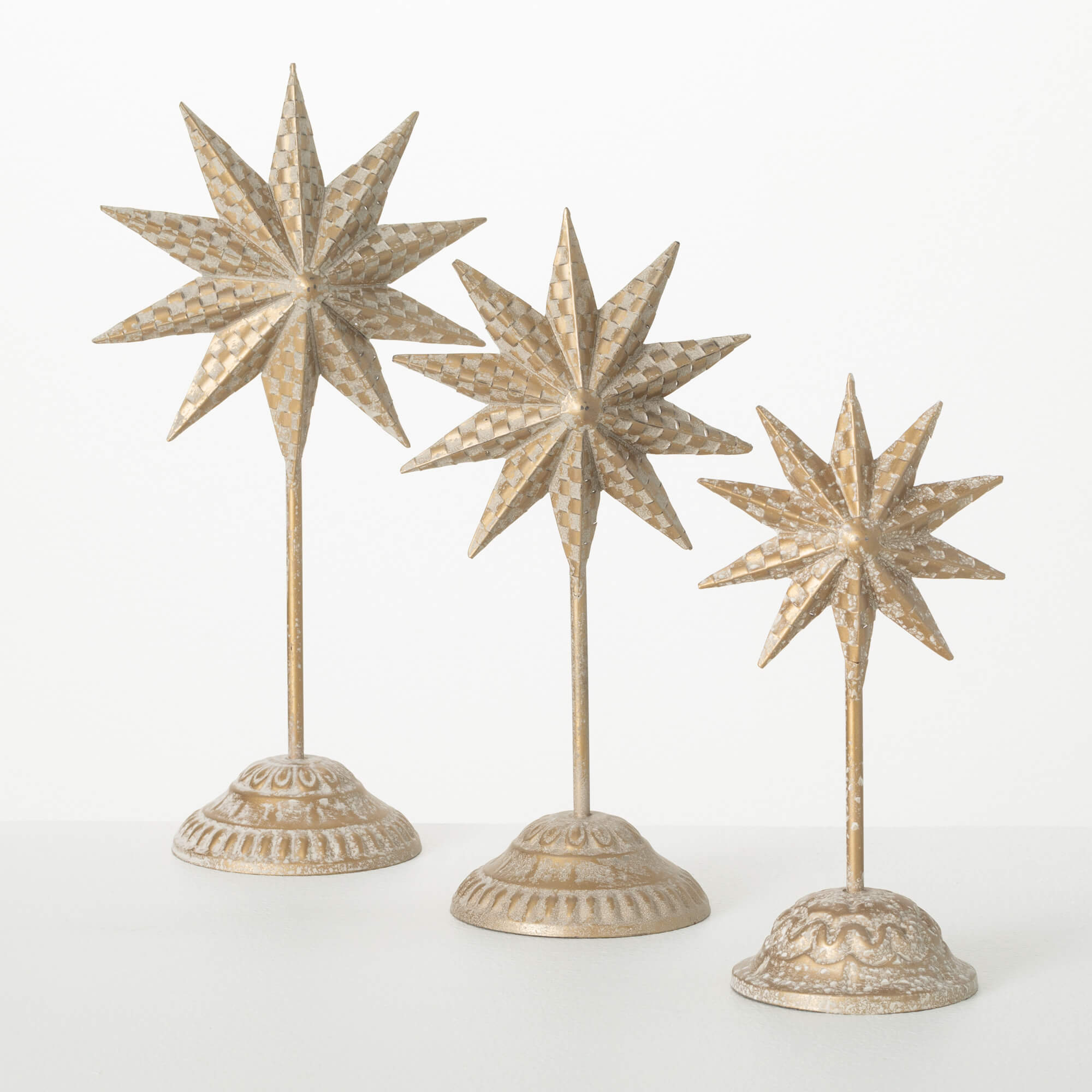 GOLD METAL STAR FIGURINE TRIO