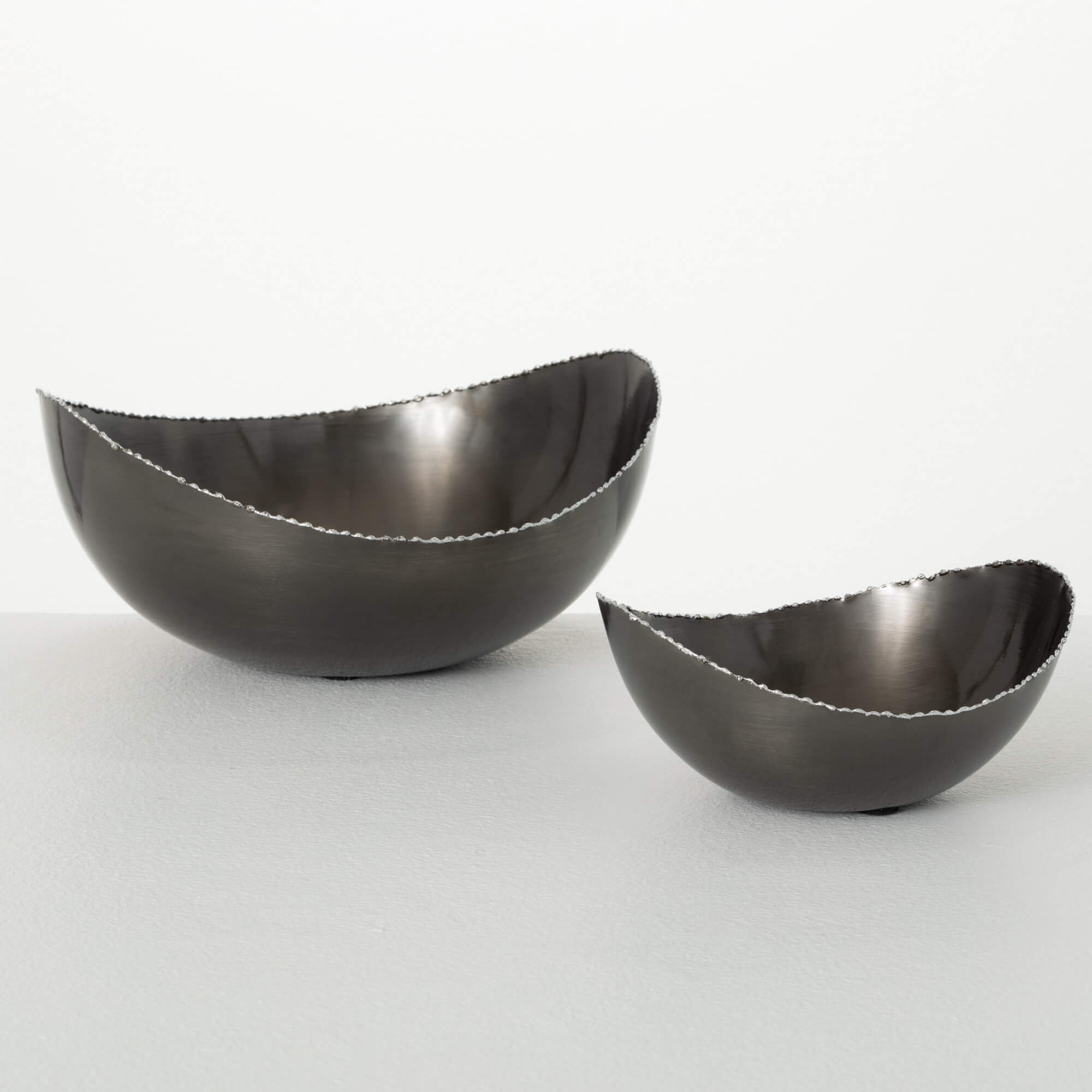 GLAZED SILVER-EDGED BOWL SET 2