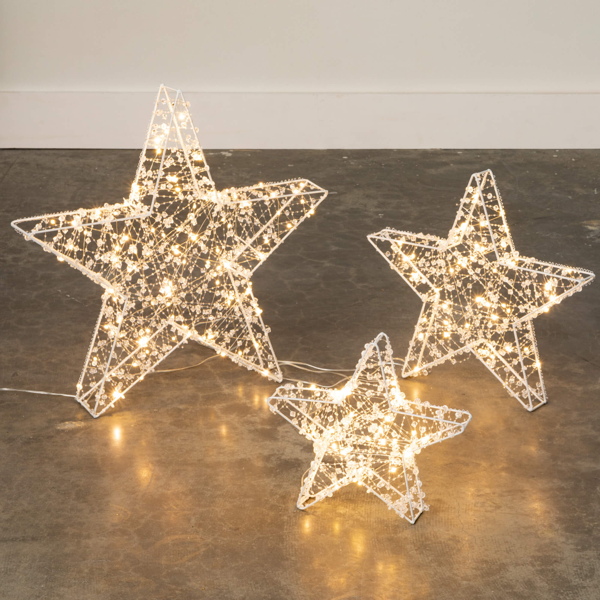 LIGHTED OUTDOOR STARS SET OF 3