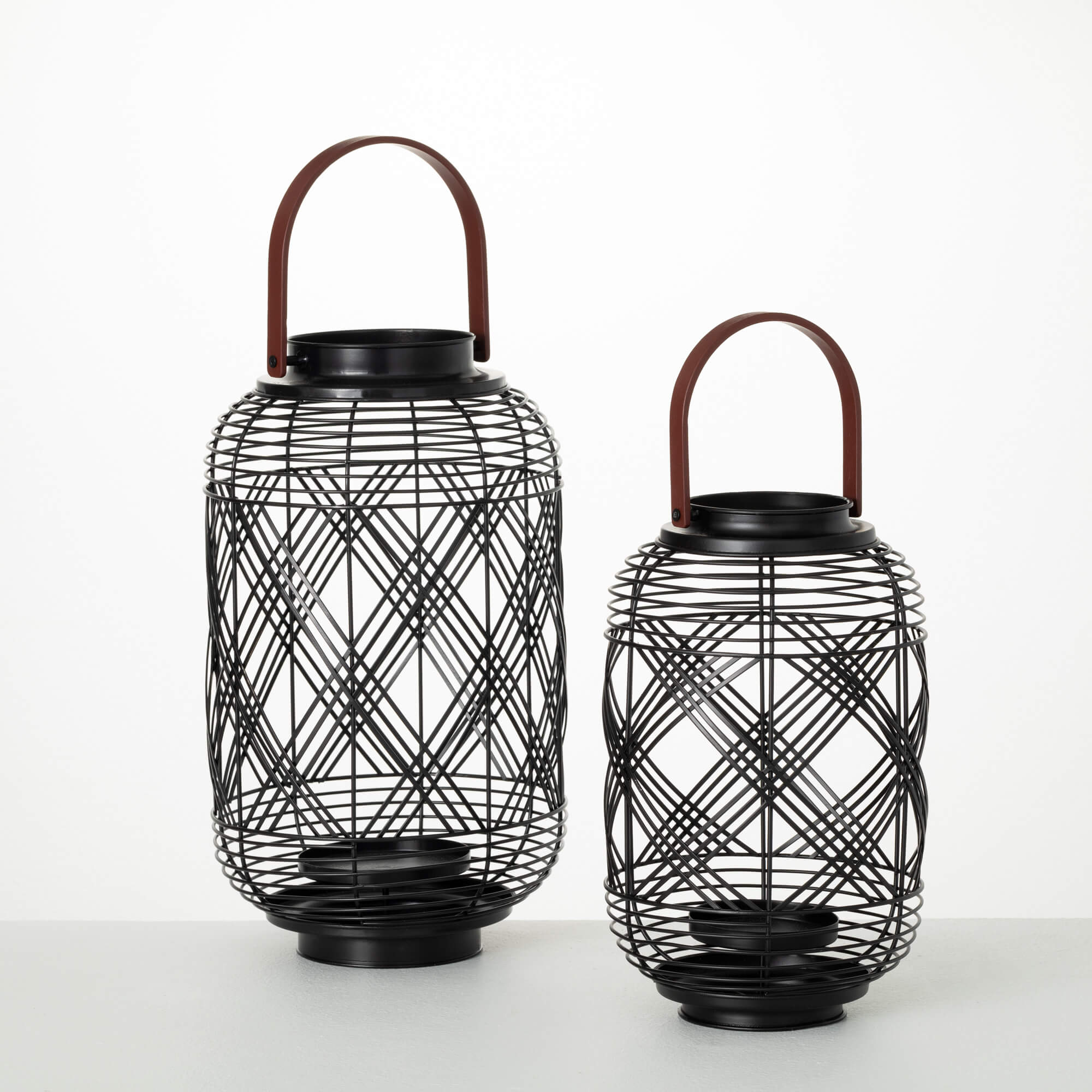 MODEN BLACK WOVEN LANTERN SET