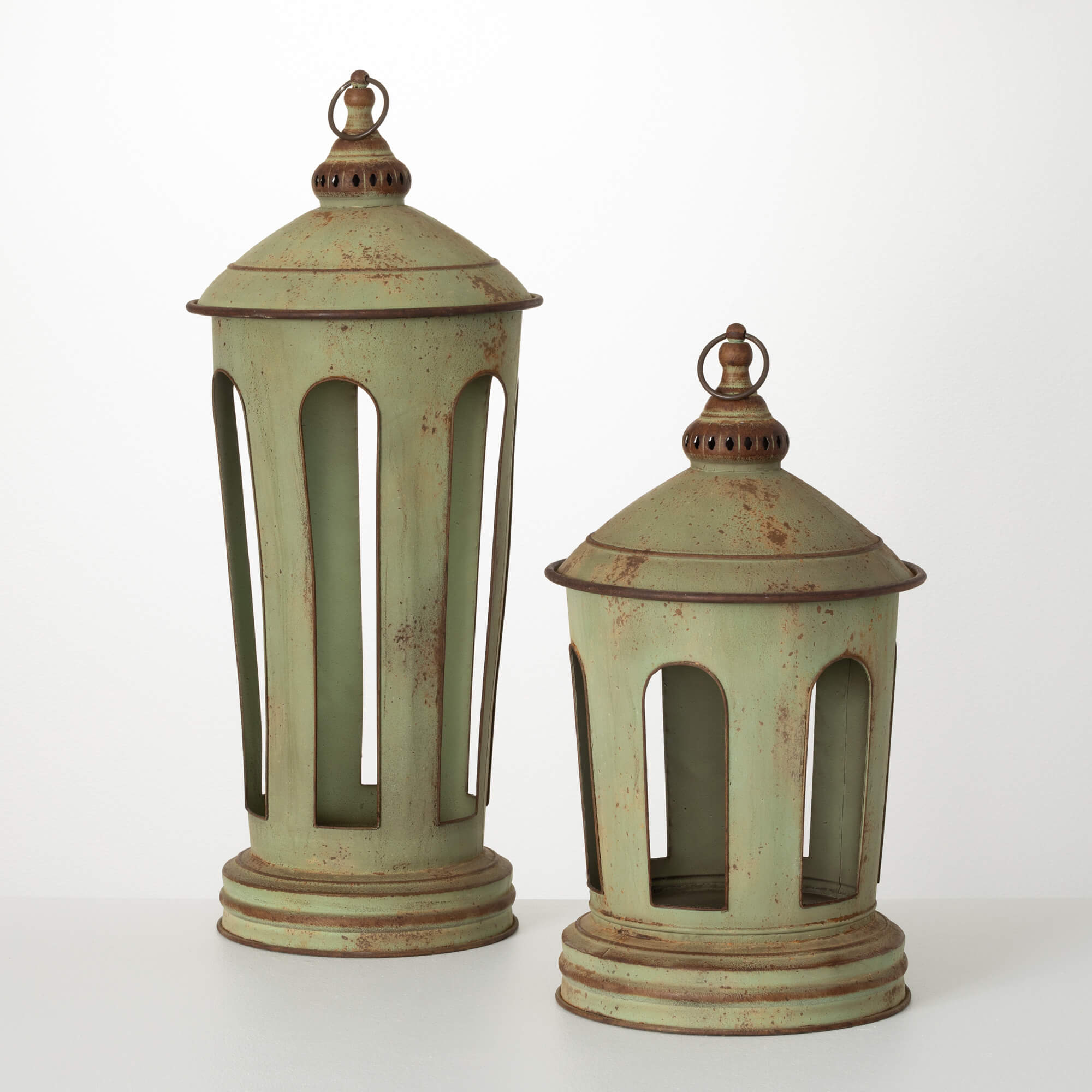 PATINAED GAZEBO LANTERN SET 2