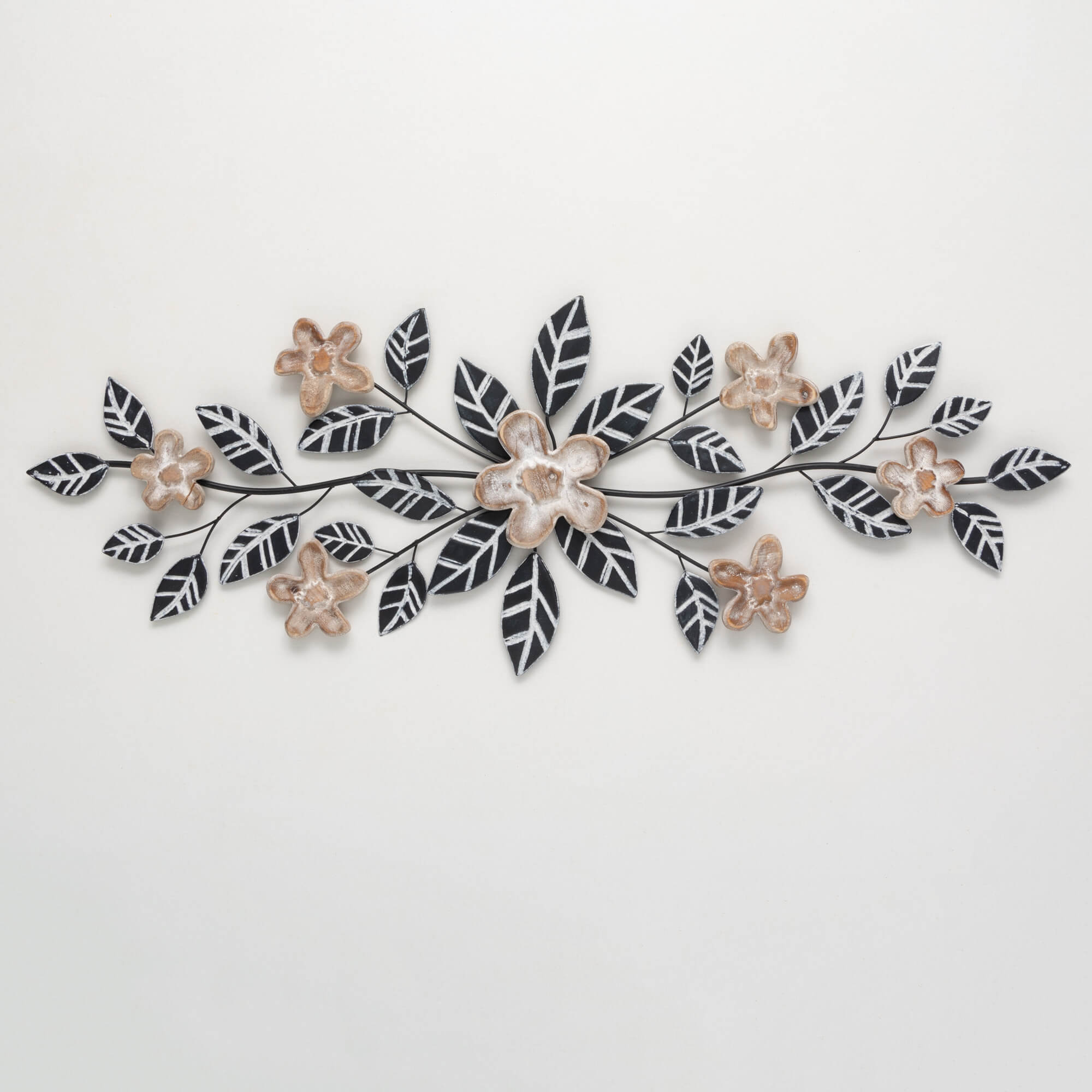 METAL & WOOD FLOWER WALL ART