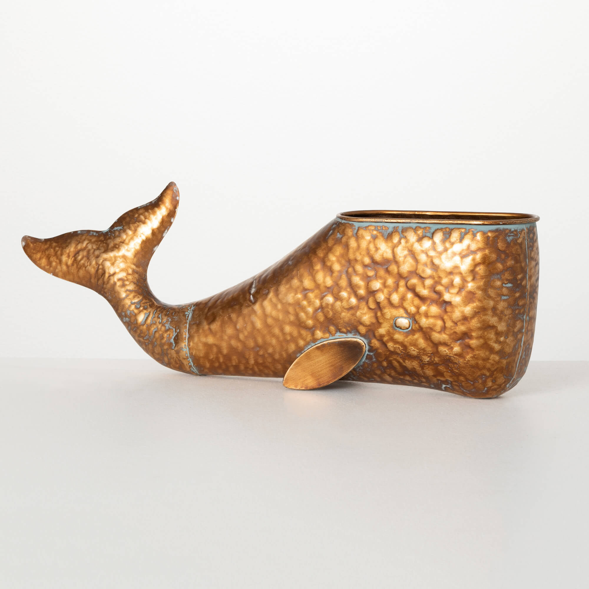 HAPPY BRONZE WHALE PLANTER