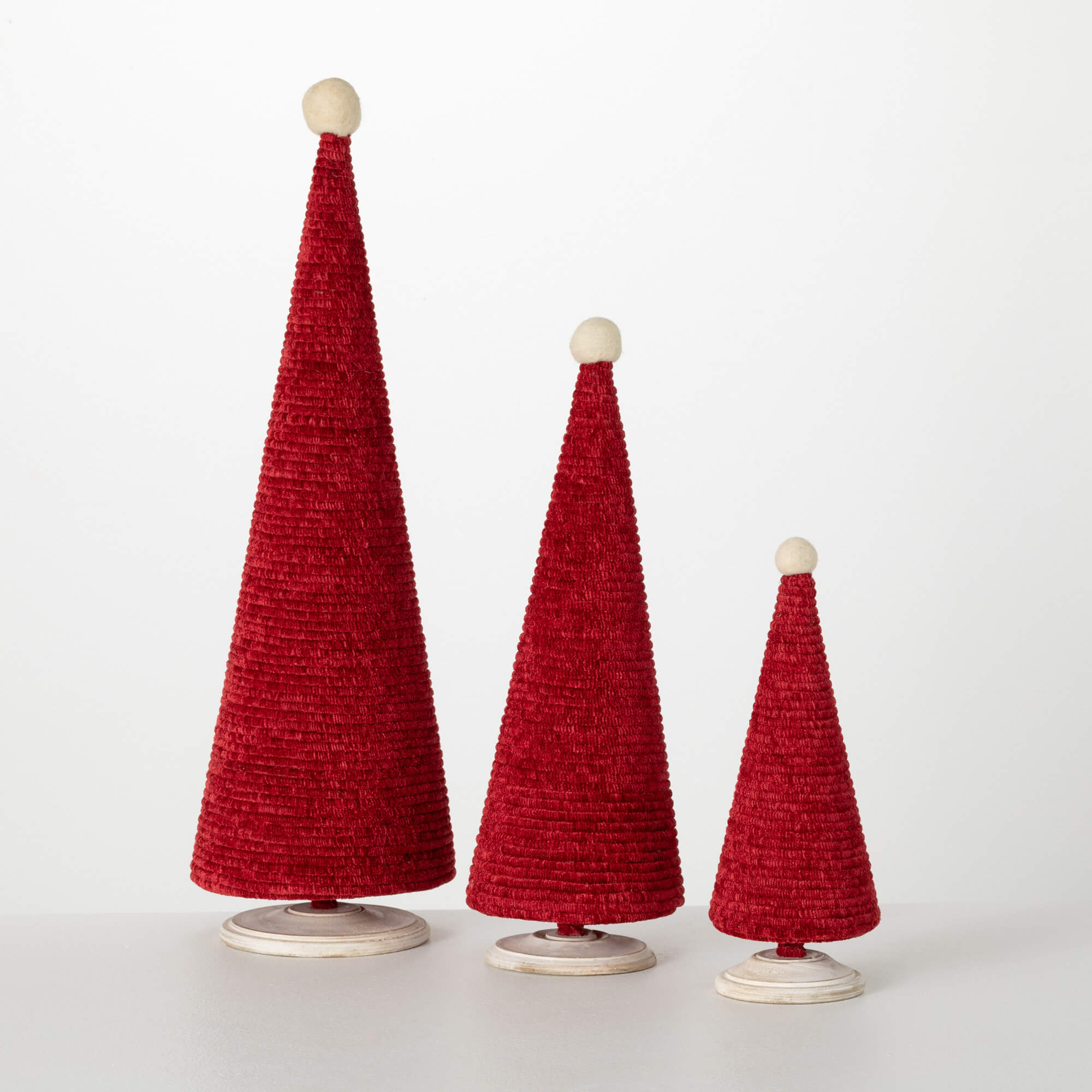 RED TABLETOP CONE TREE SET