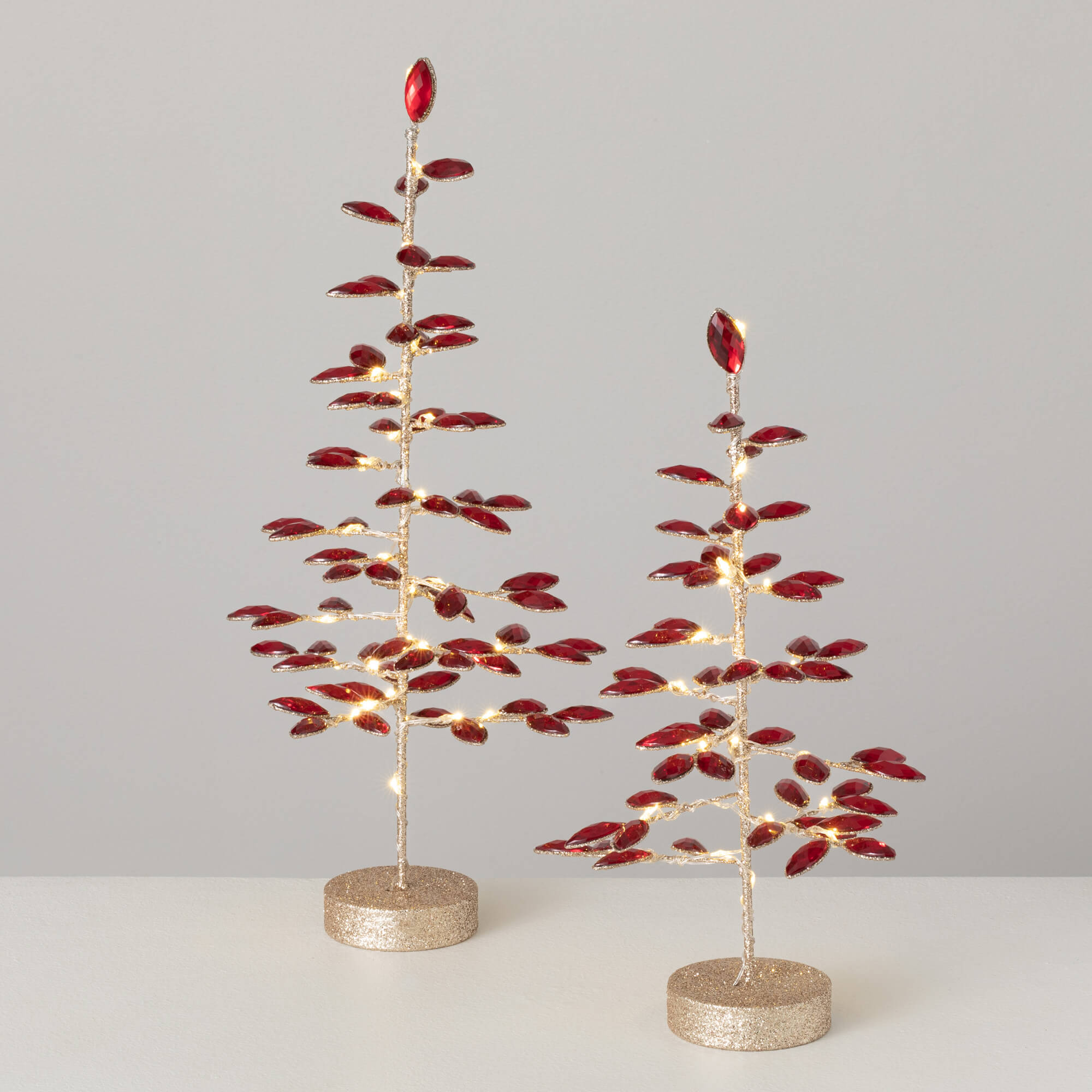 LED GOLD GLITTER RED GEM TREE