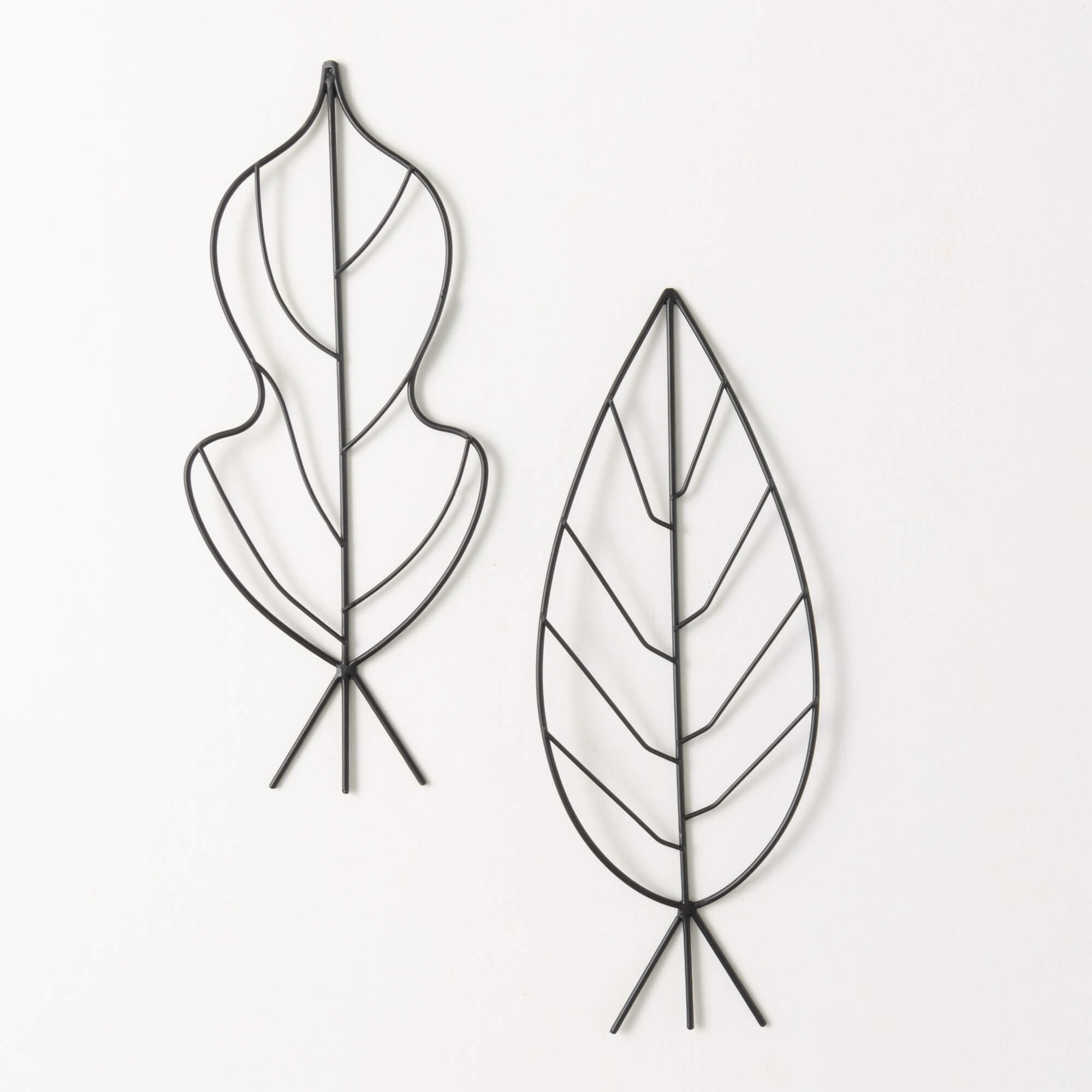 METAL LEAF PLANT STAKE SET 2