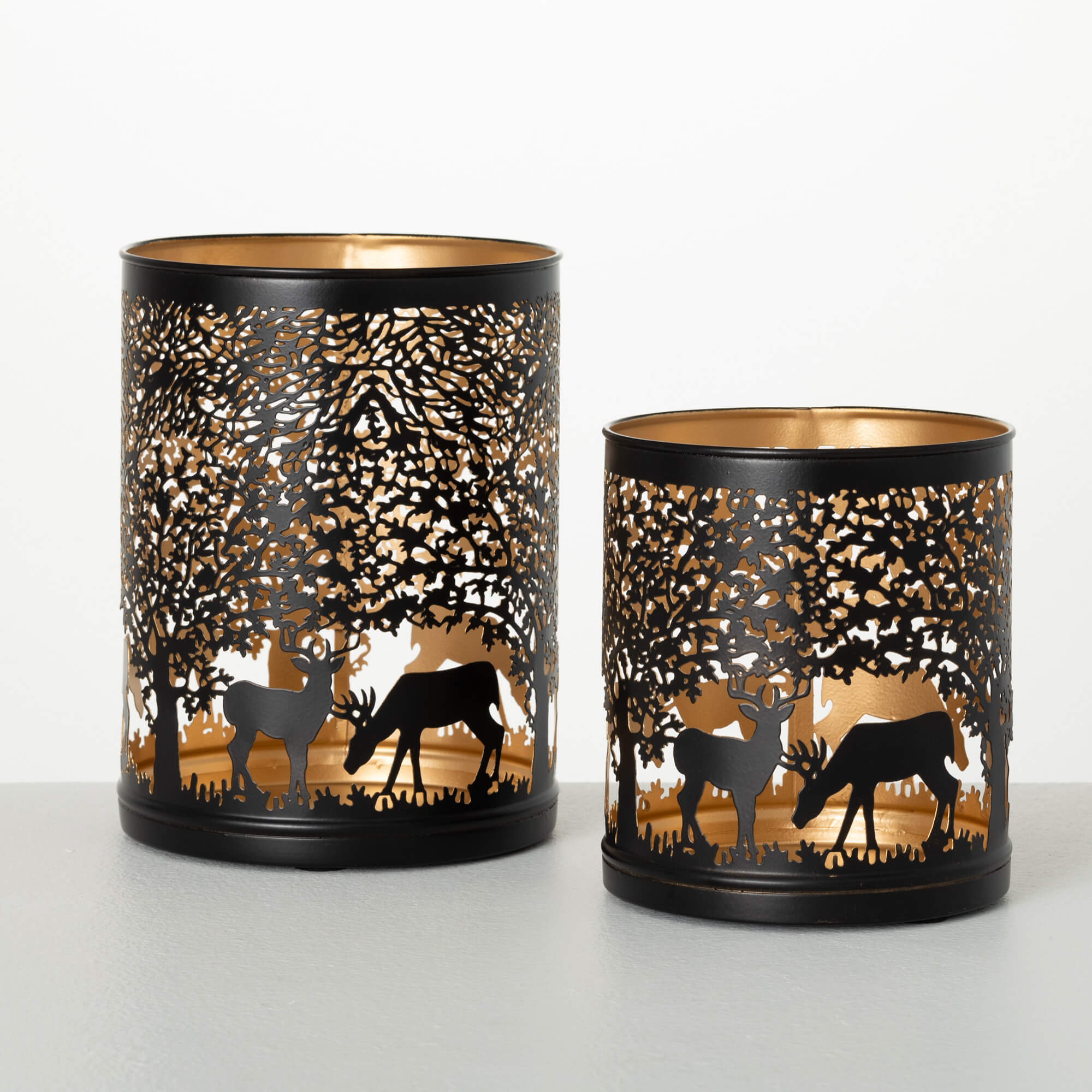 METAL DEER CANDLHOLDER SET 2