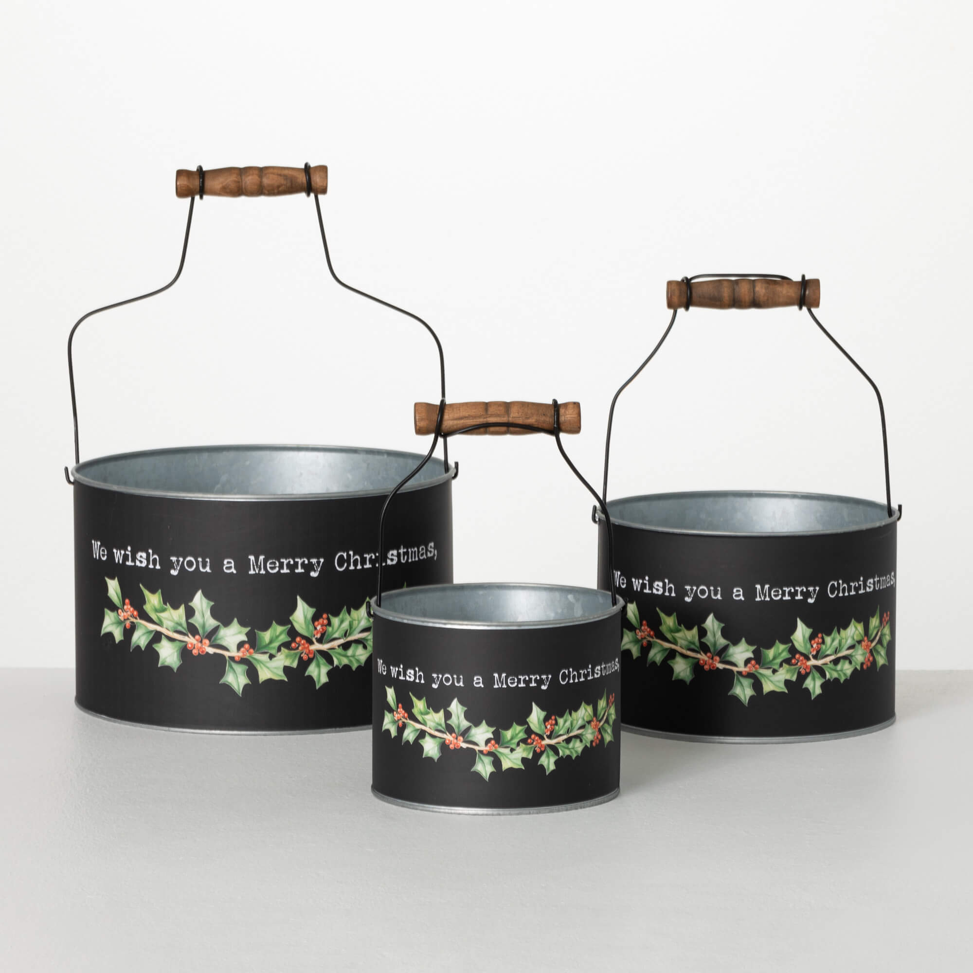 HOLLY BUCKETS WITH HANDLE SET