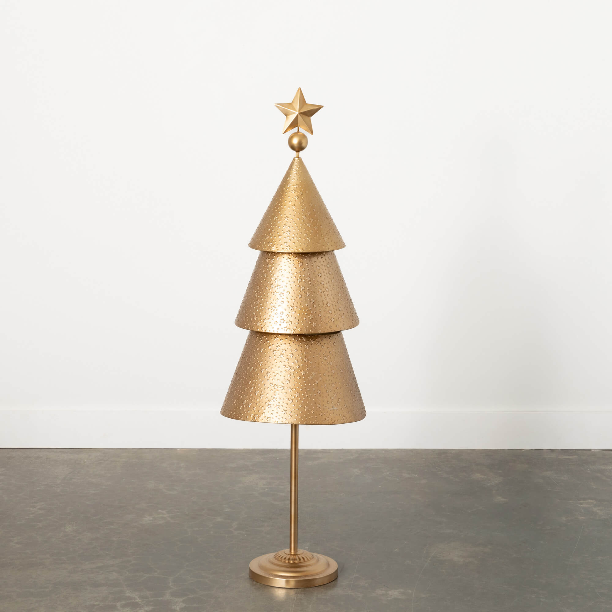 GOLD EMBOSSED METAL CONE TREE