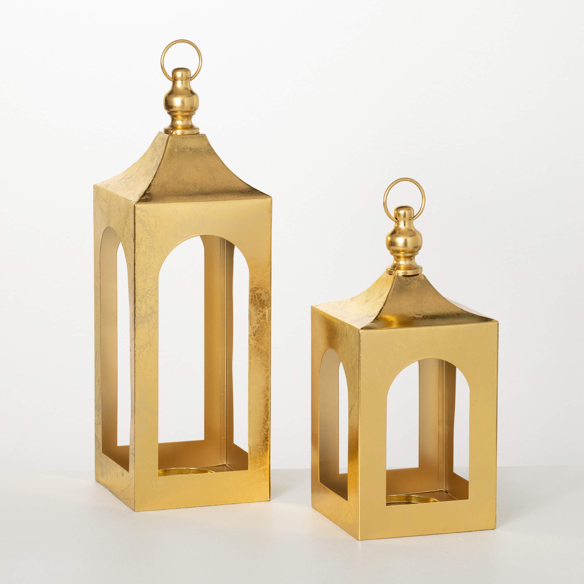 GOLD LEAF LANTERN SET OF 2