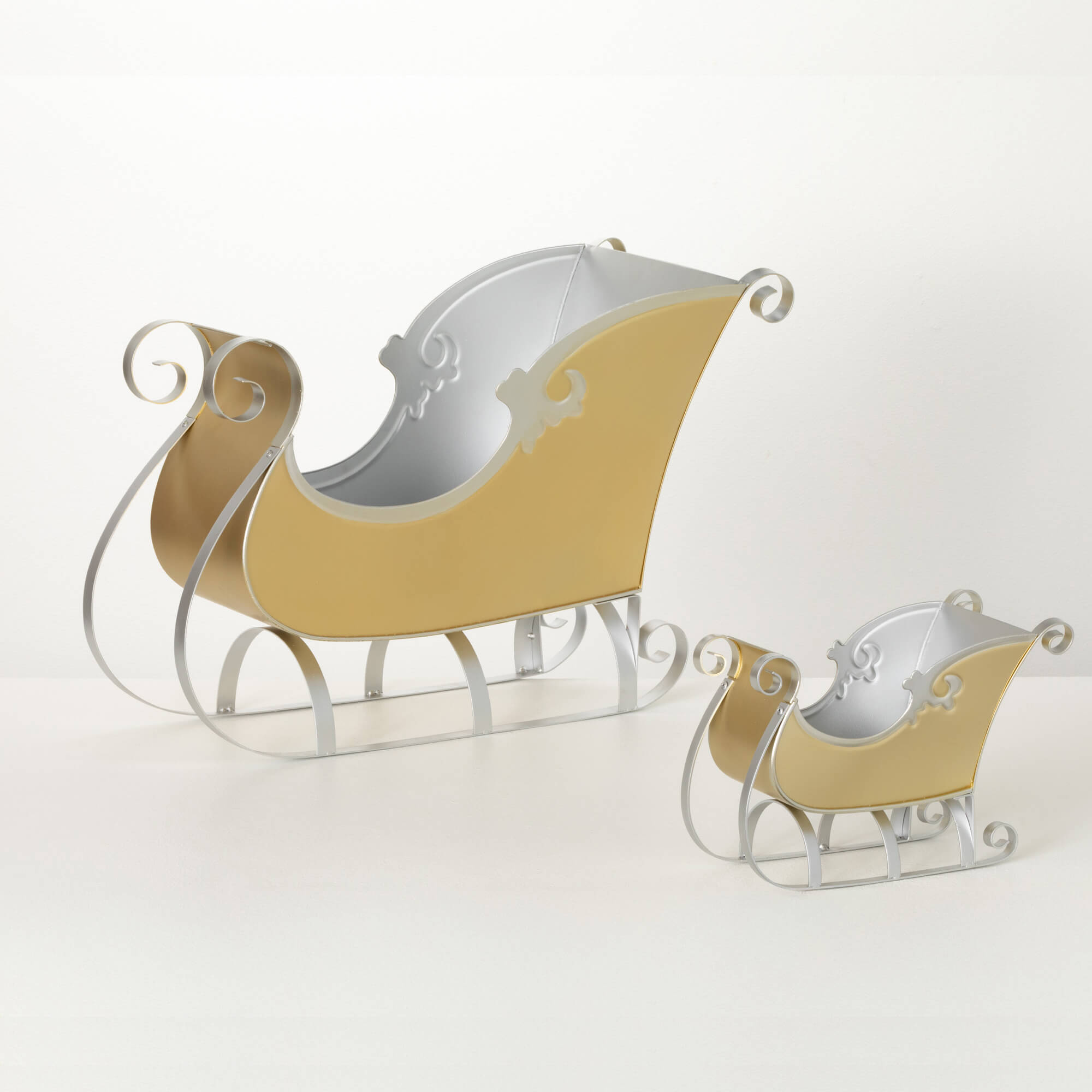 SILVER & GOLD SLEIGH SET OF 2