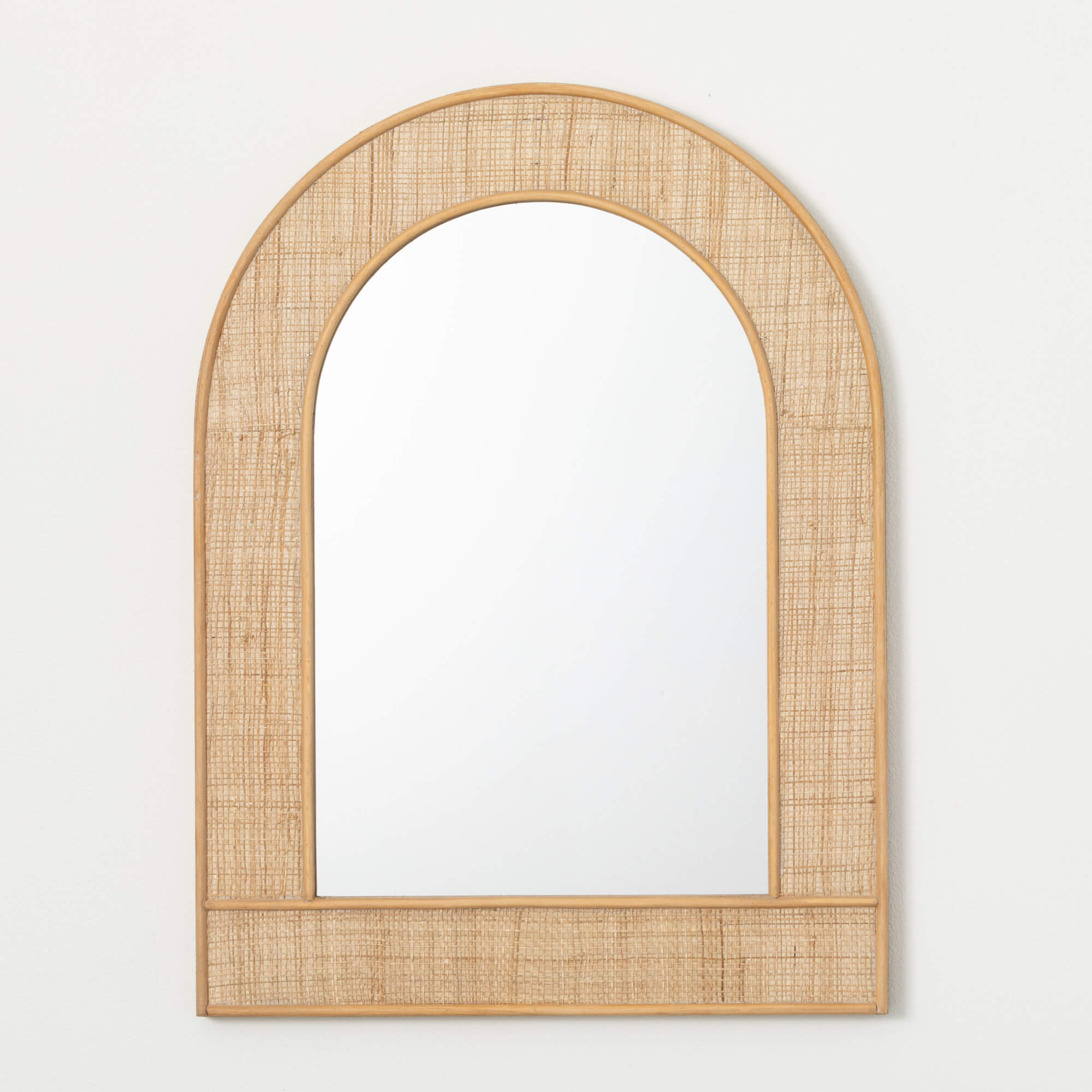 RATTAN ARCHED WALL MIRROR