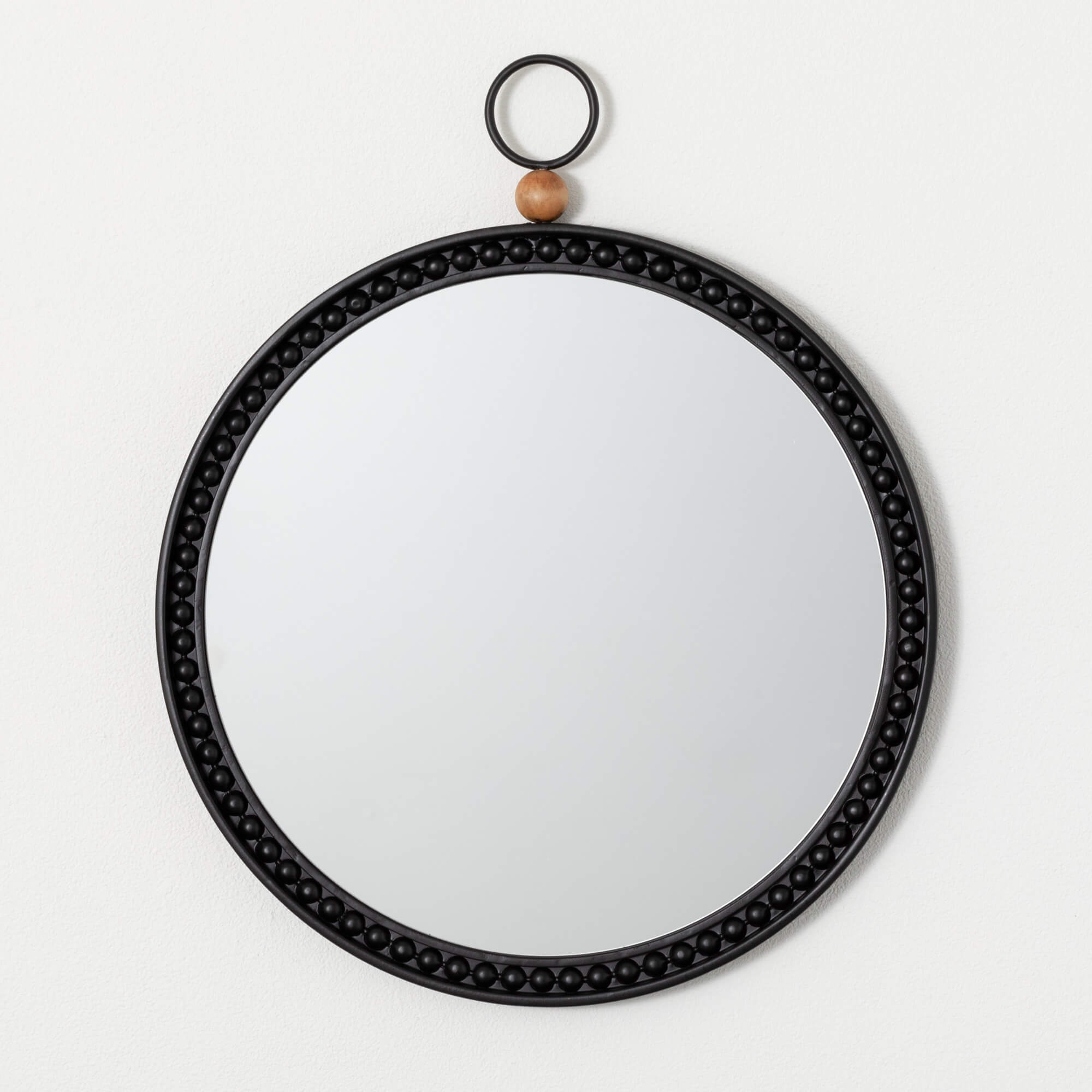 BLACK METAL ROUND WALL MIRROR