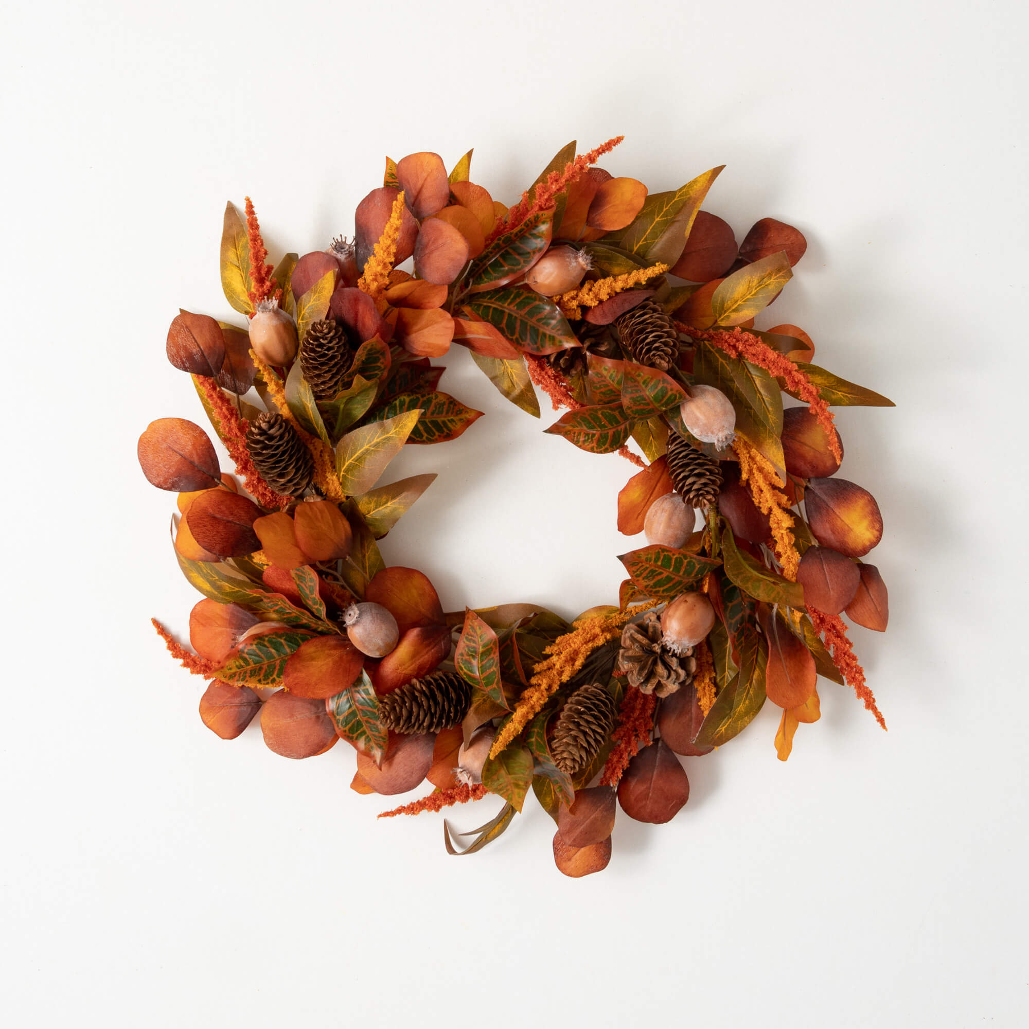 MIXED FALL LEAF & WHEAT WREATH