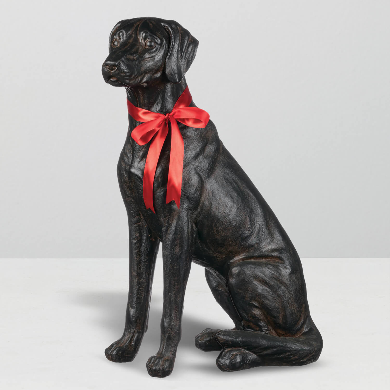 SITTING BLACK LAB DOG STATUE