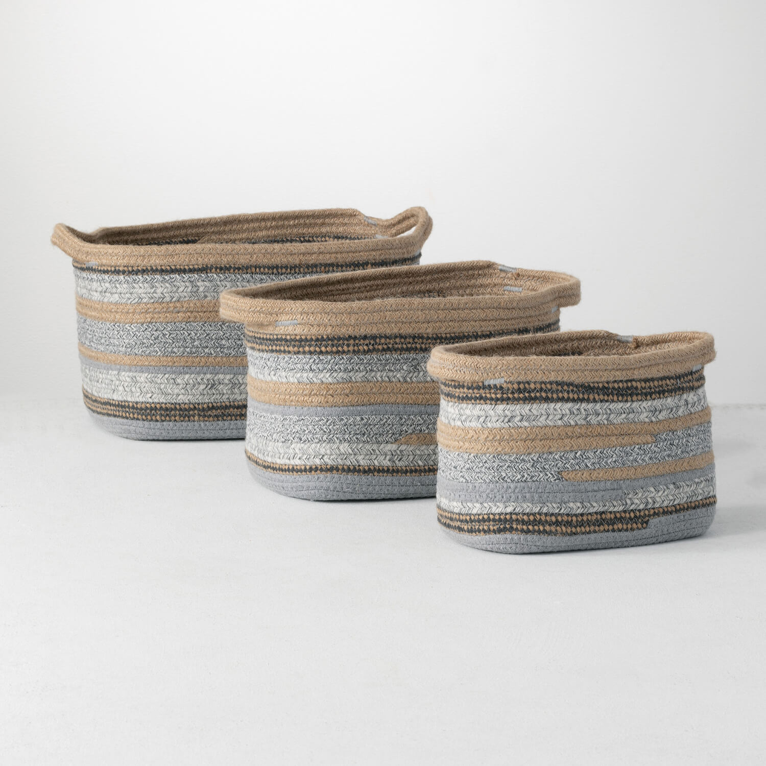 TRI-COLORED GRAY BASKET SET 3