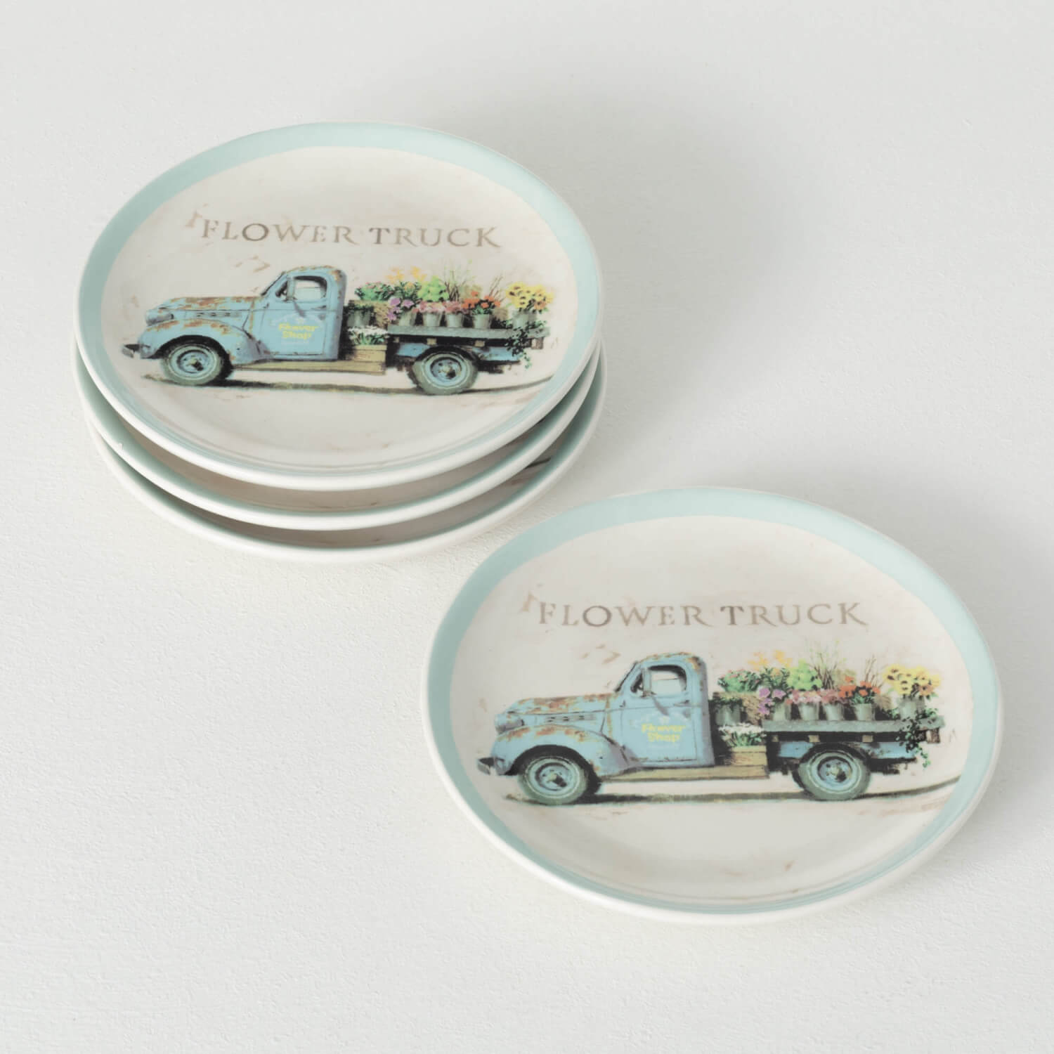 FLOWER TRUCK SNACK PLATE SET