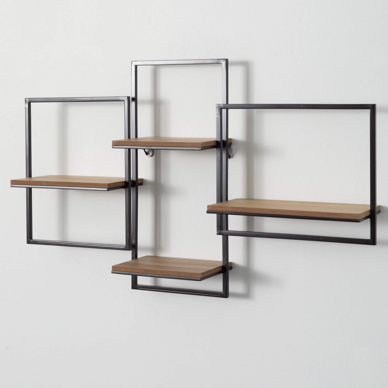 QUADRATE OPEN WOOD WALL SHELF