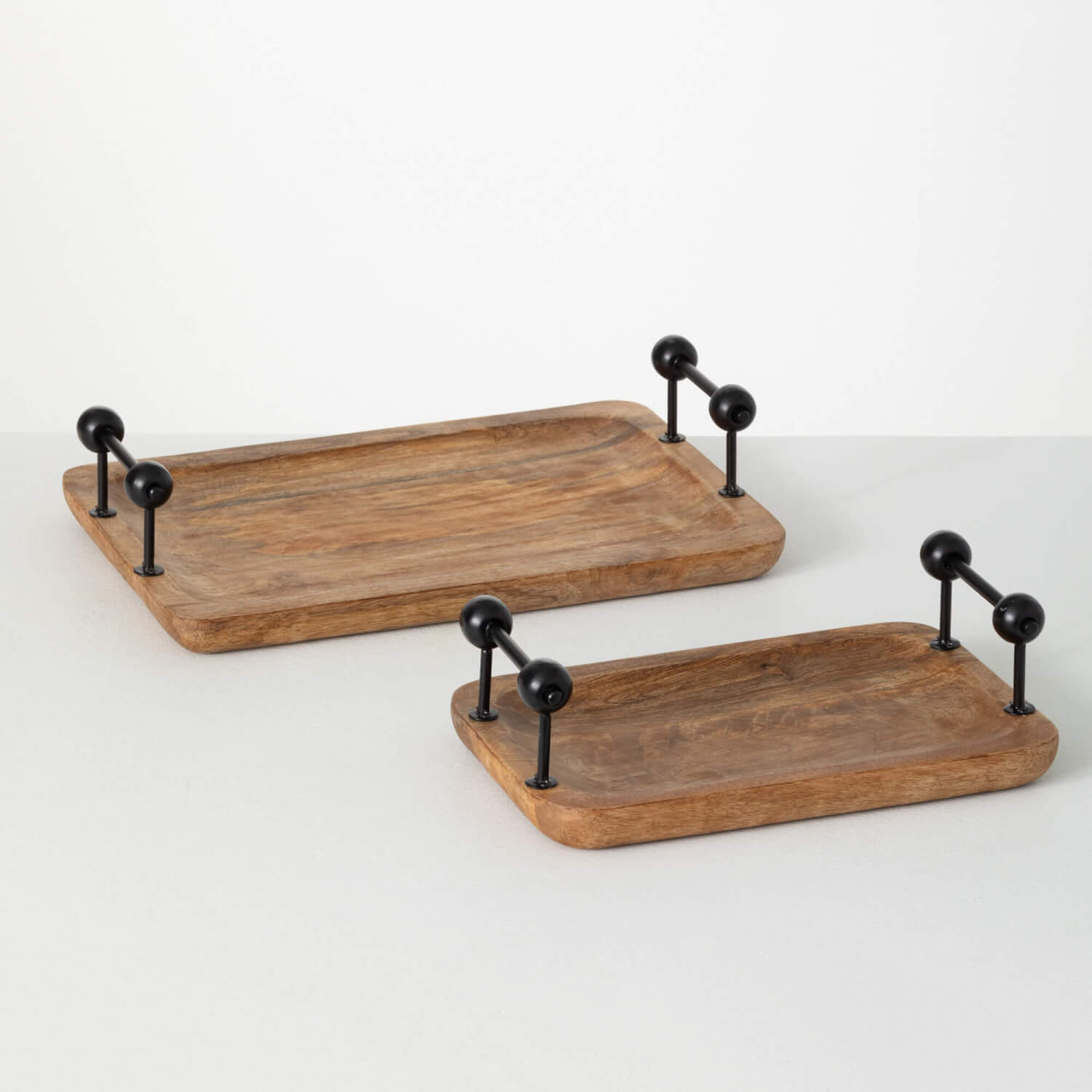 WOODEN TRAY SET WITH HANDLES 2