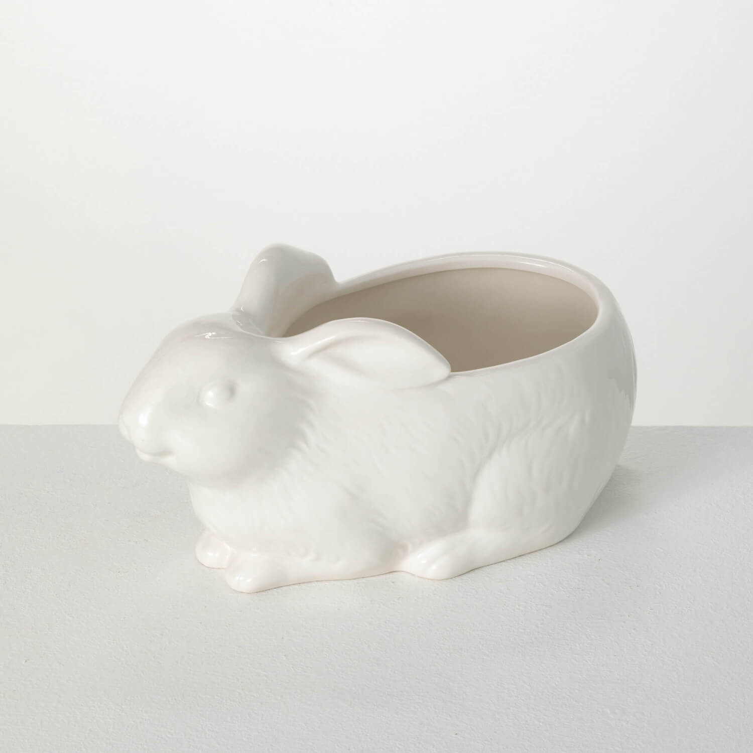 GLAZED WHITE BUNNY PLANTER