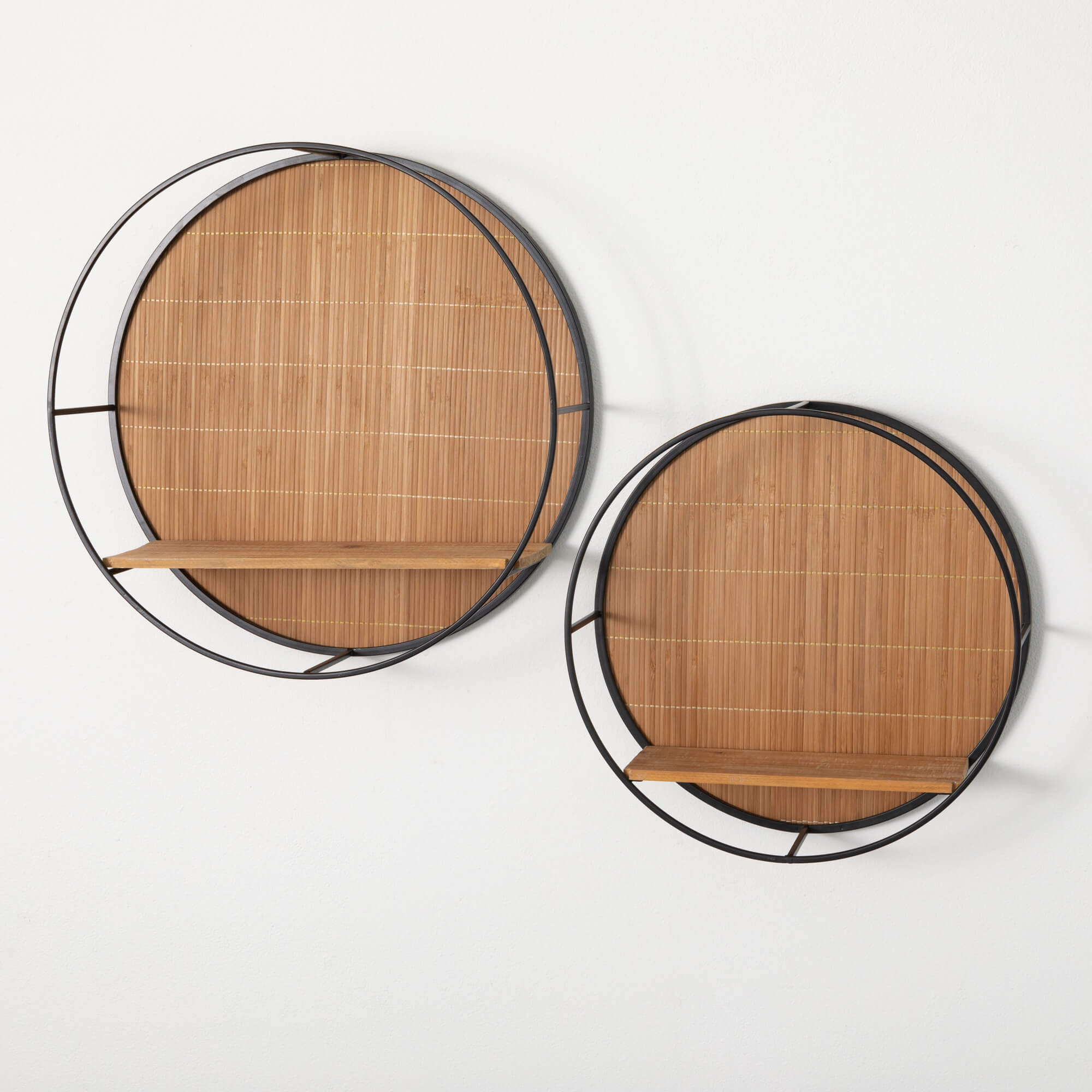 CIRCULAR WOOD WALL SHELF SET 2