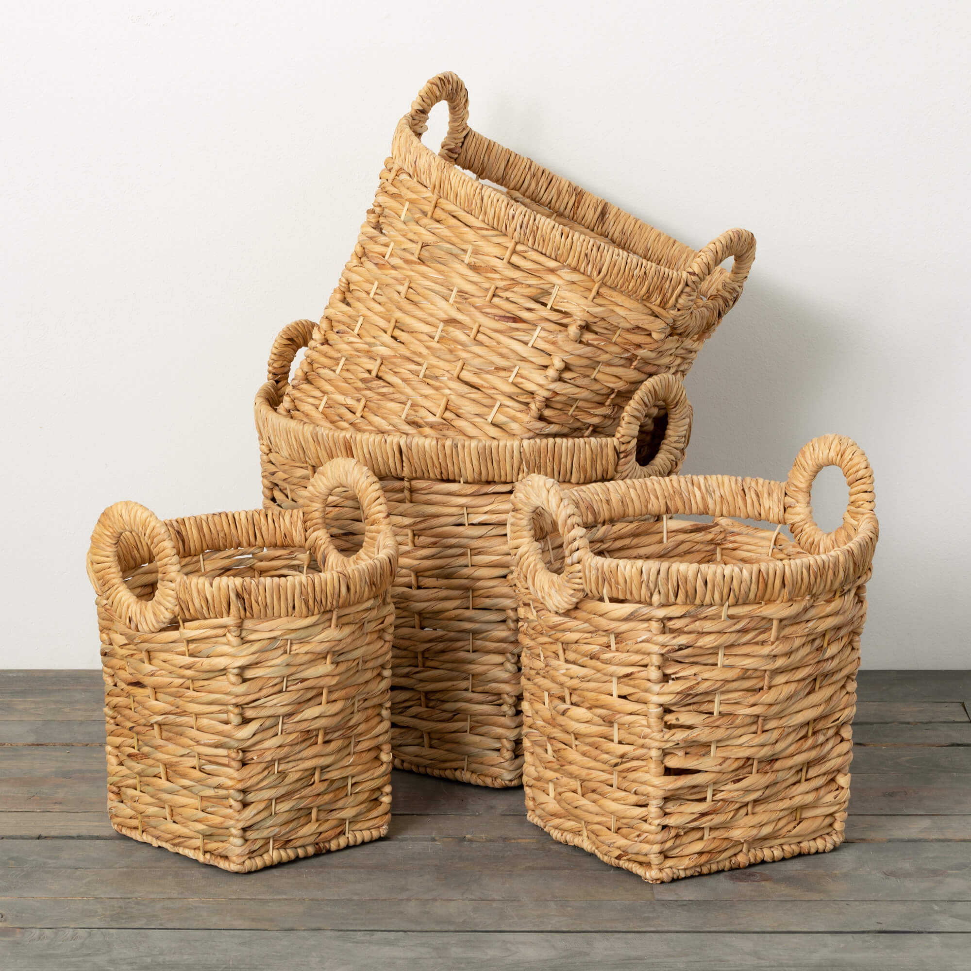 SEAGRASS HANDLED BASKET SET 4