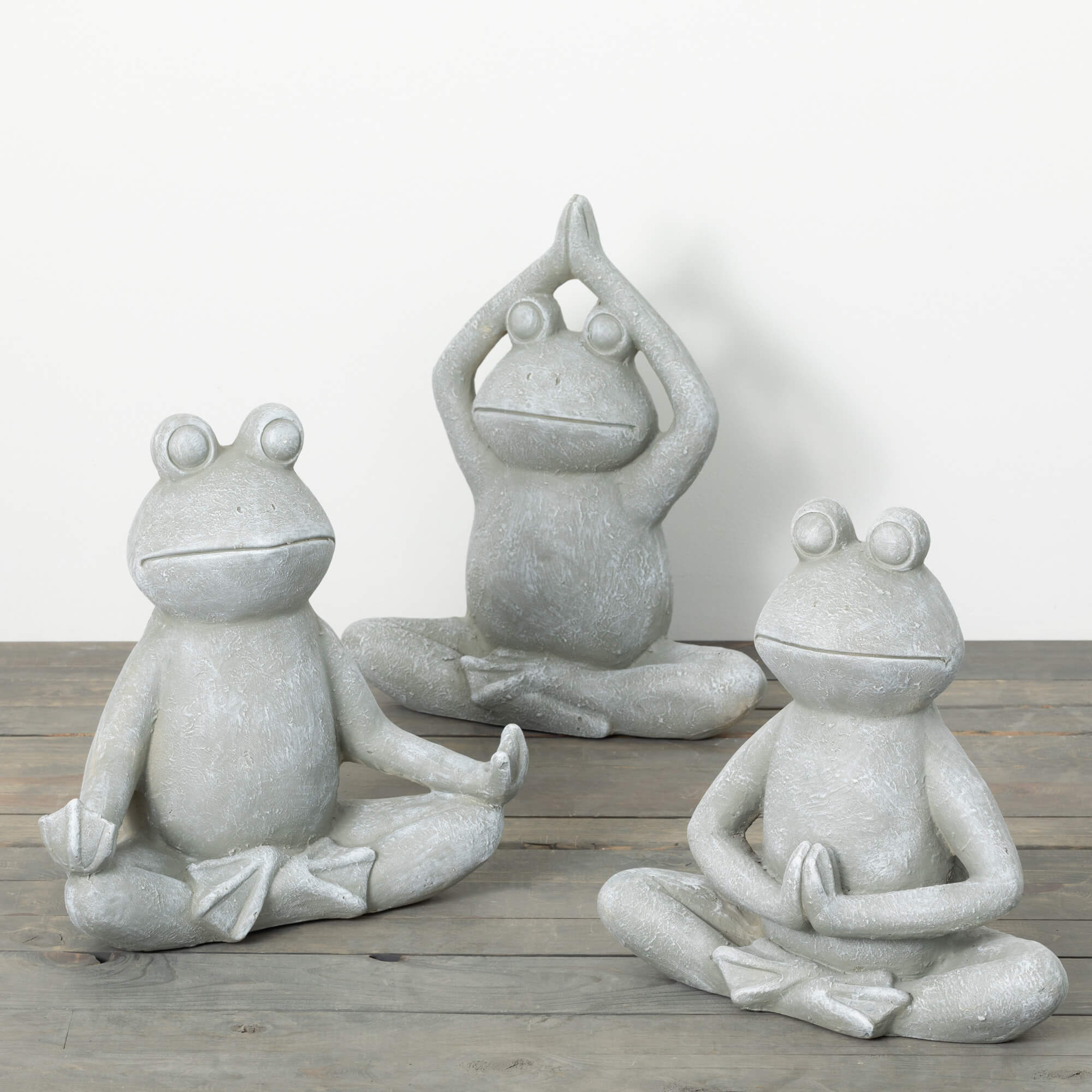 YOGA FROG GARDEN STATUE SET 3