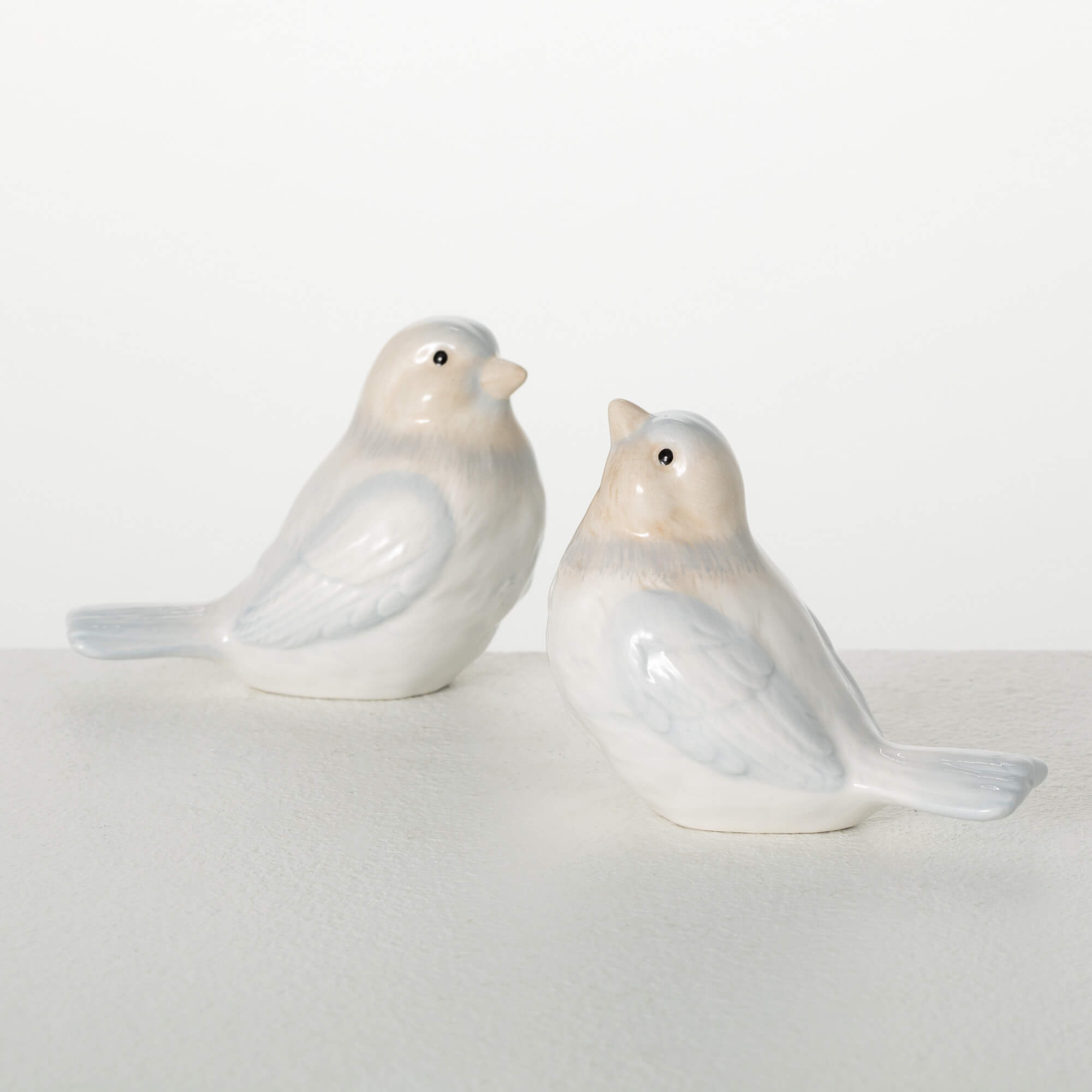 BLUE & GRAY CERAMIC BIRD SET 2