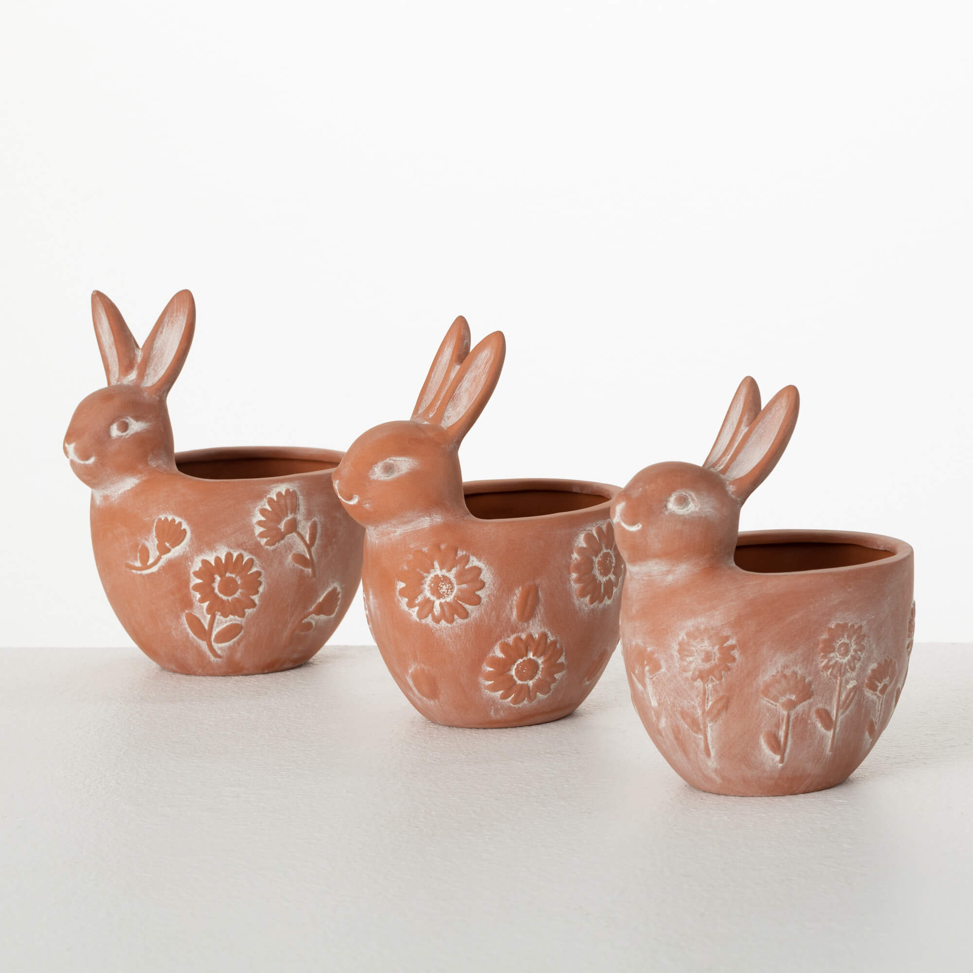 TERRACOTTA BUNNY PLANTER SET 3