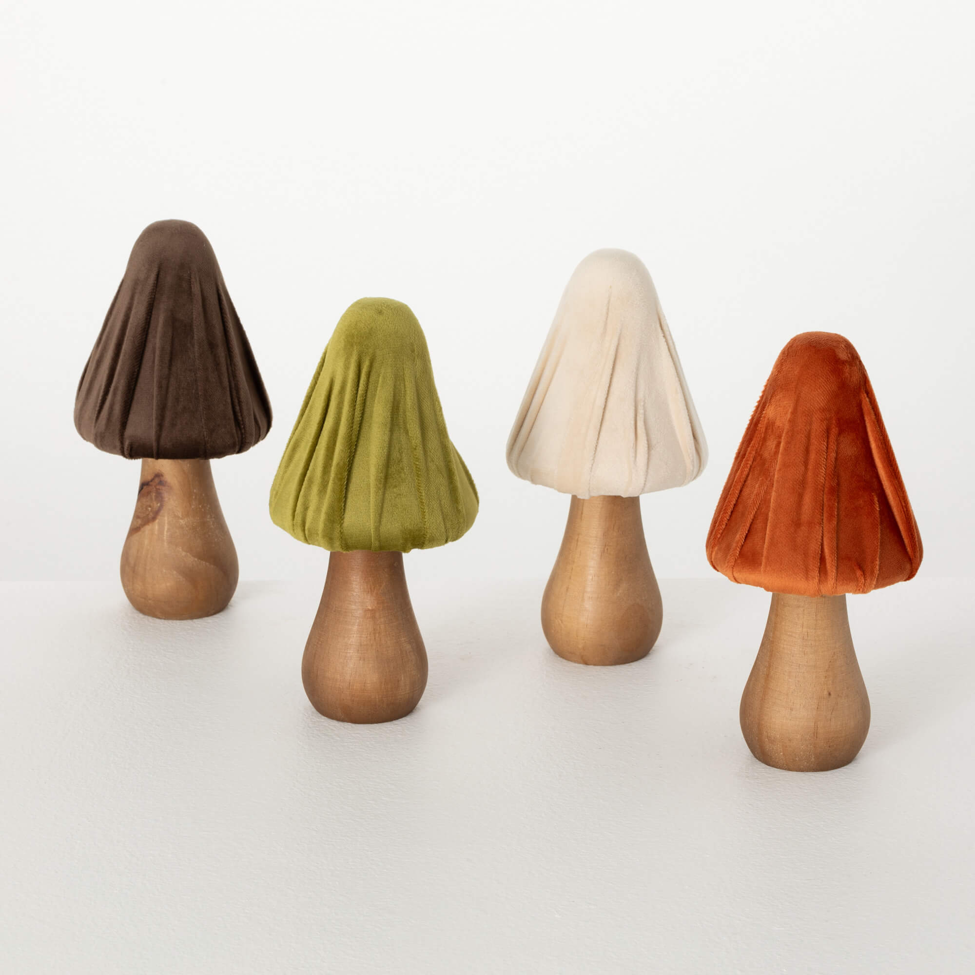 VELVET MUSHROOM DECOR SET OF 4