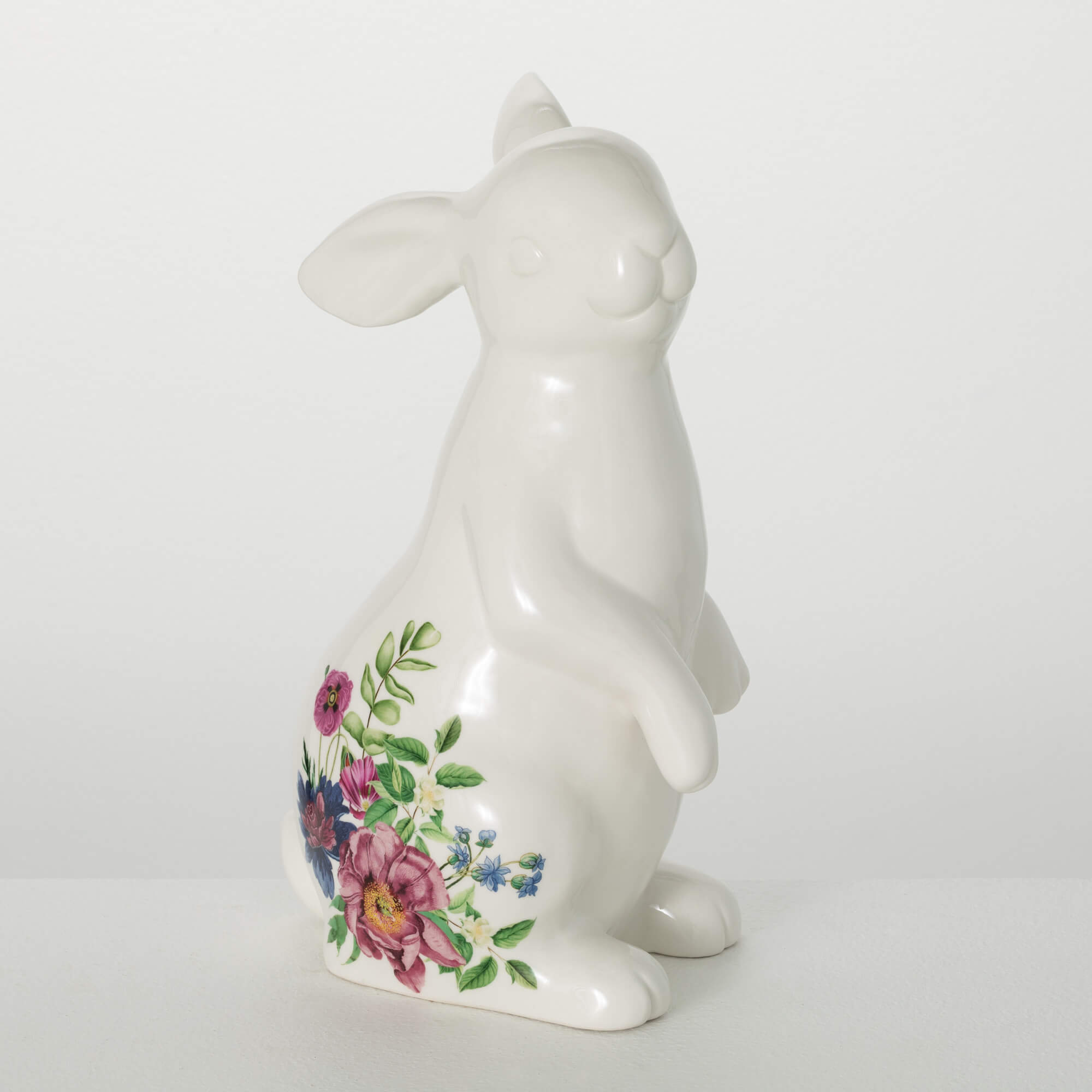 STANDING IVORY FLORAL BUNNY