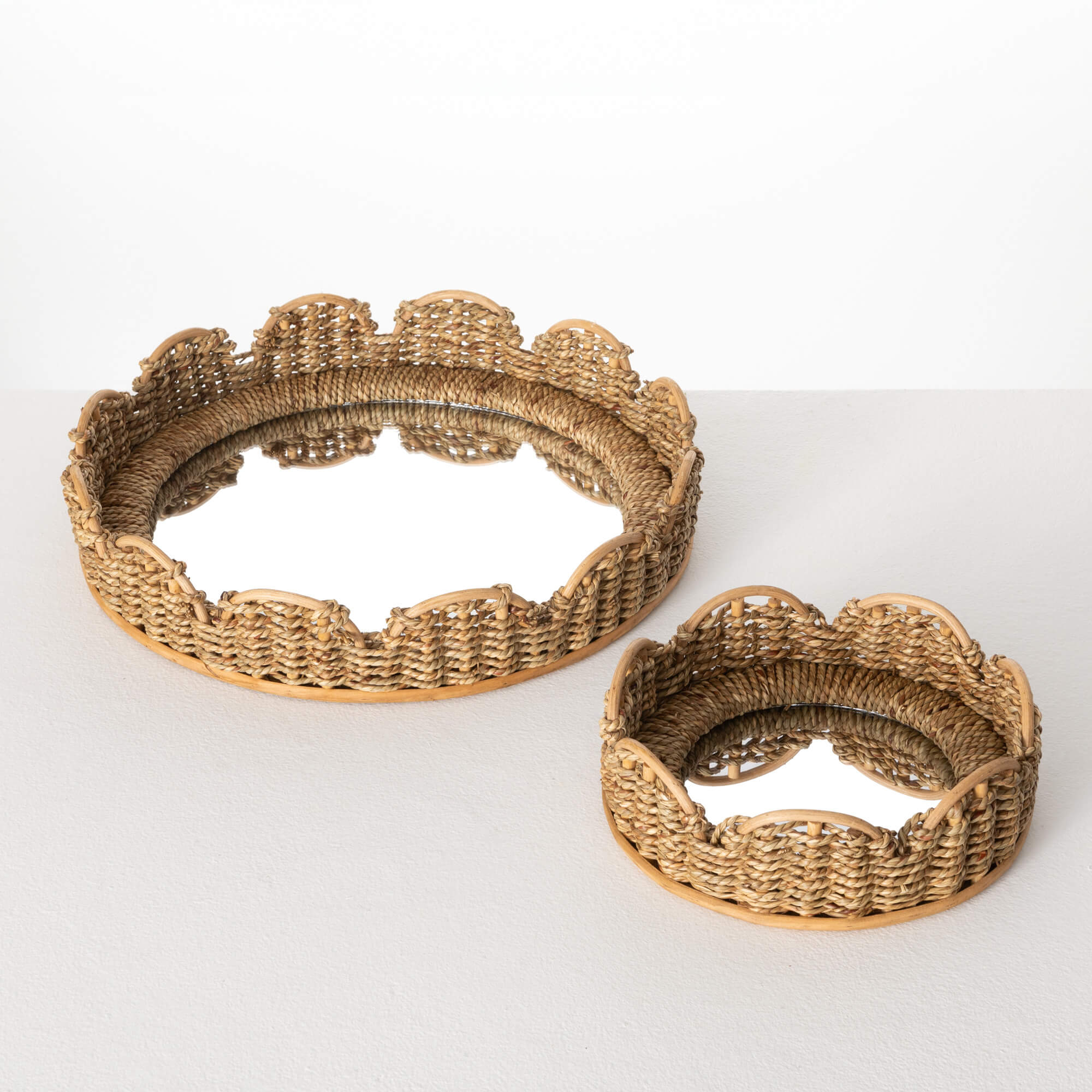 WOVEN MIRROR TRAY Set 2