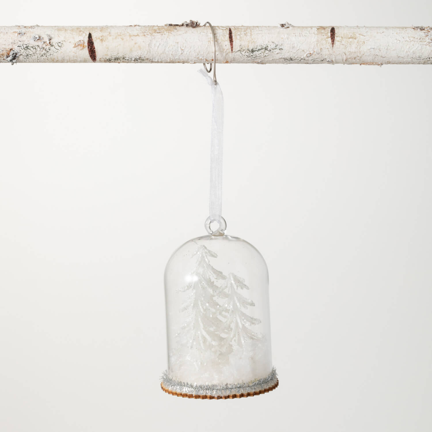 WHITE TREES IN CLOCHE ORNAMENT