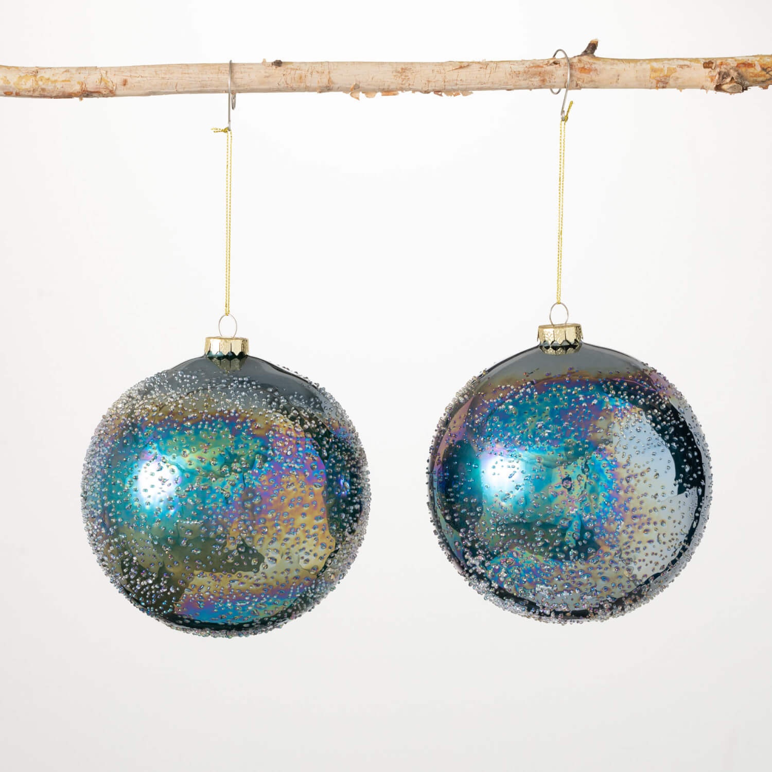 BLUE BUBBLE GLASS ORNAMENT SET