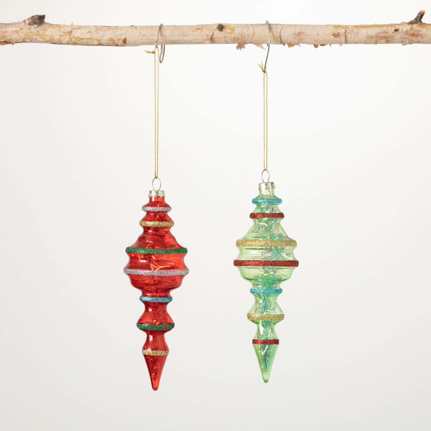 GLITTER-TRIMMED FINIAL SET 2