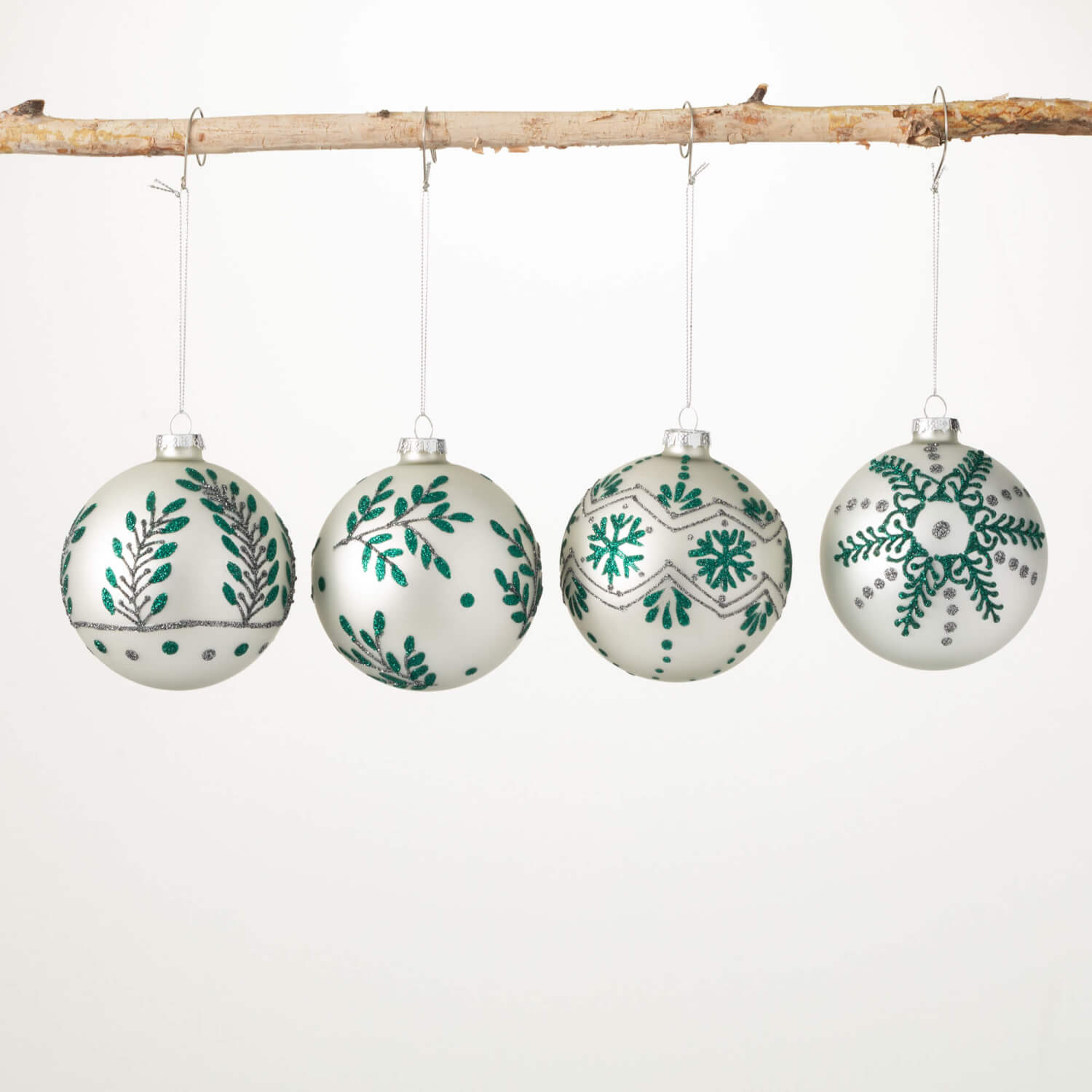 GLITTERED MOTIF BALL ORNAMENTS