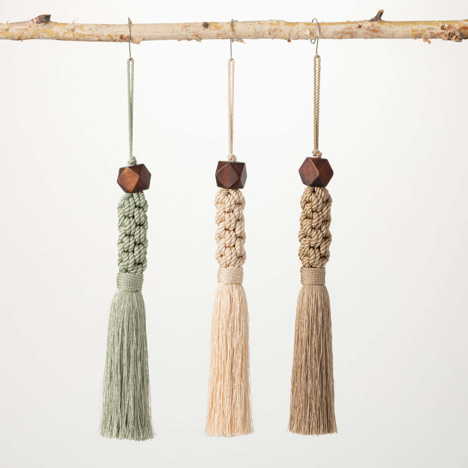 BRAIDED TASSEL ORNAMENT TRIO