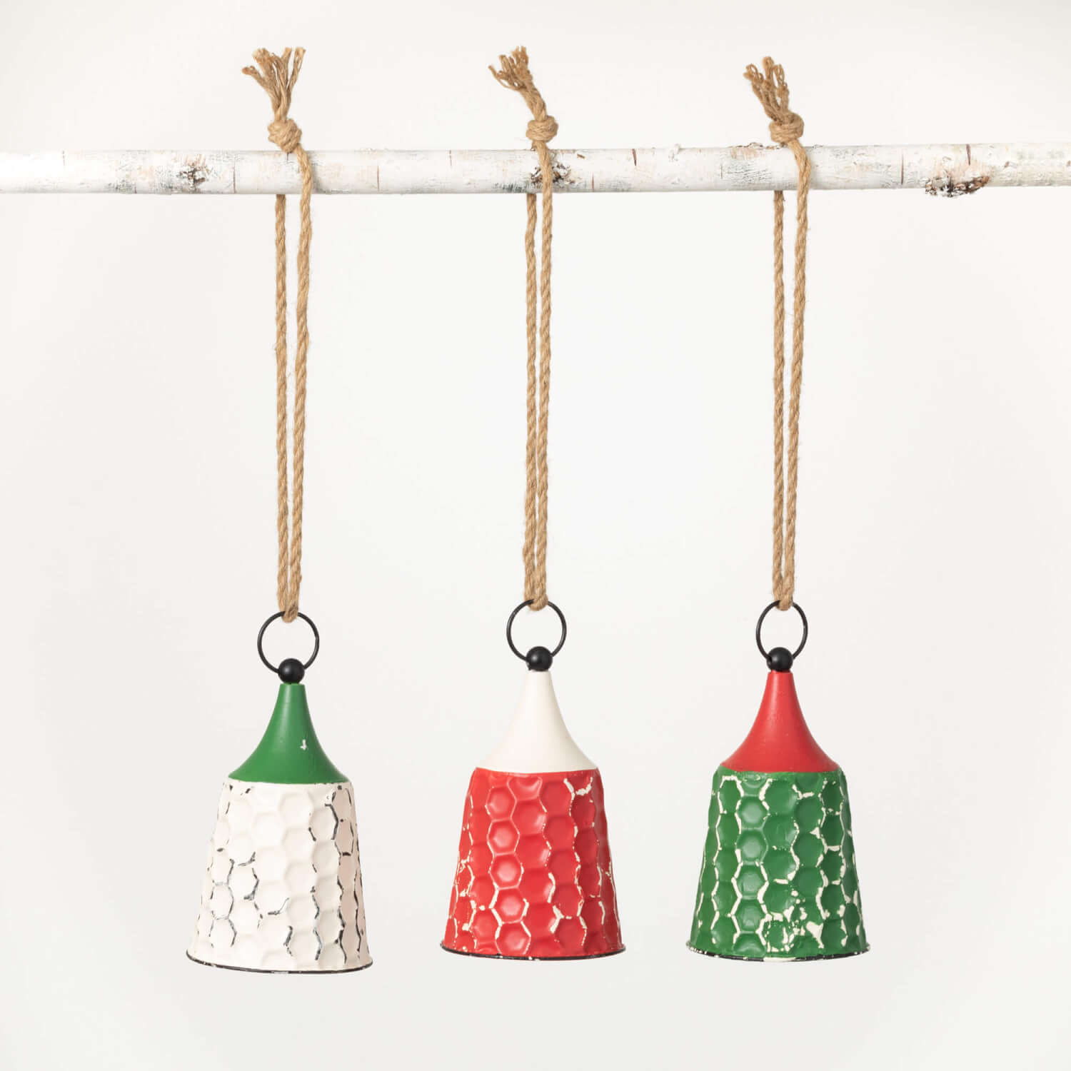 HAMMERED METAL BELL ORNAMENTS