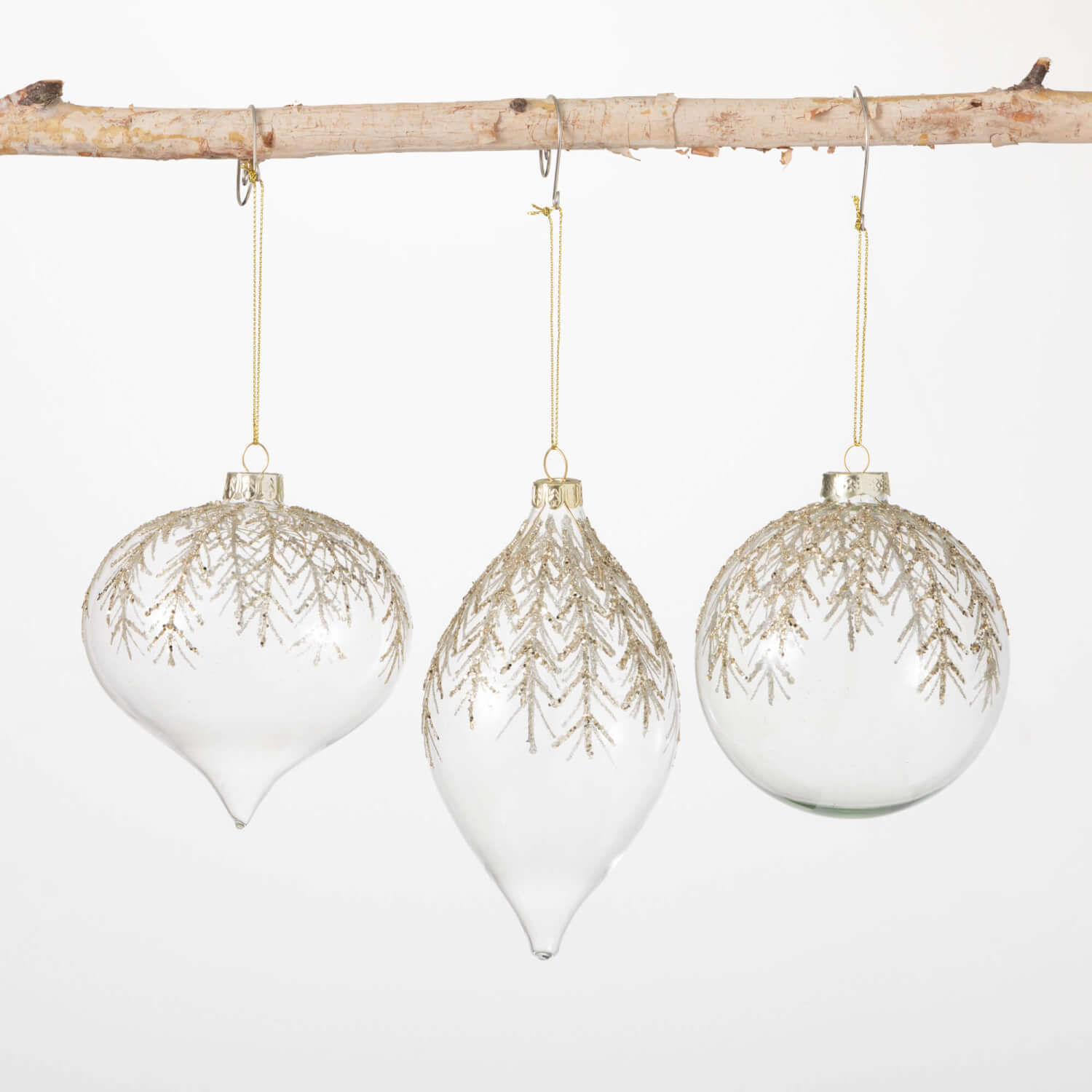 GOLD PINE ORNAMENT, SET OF 3