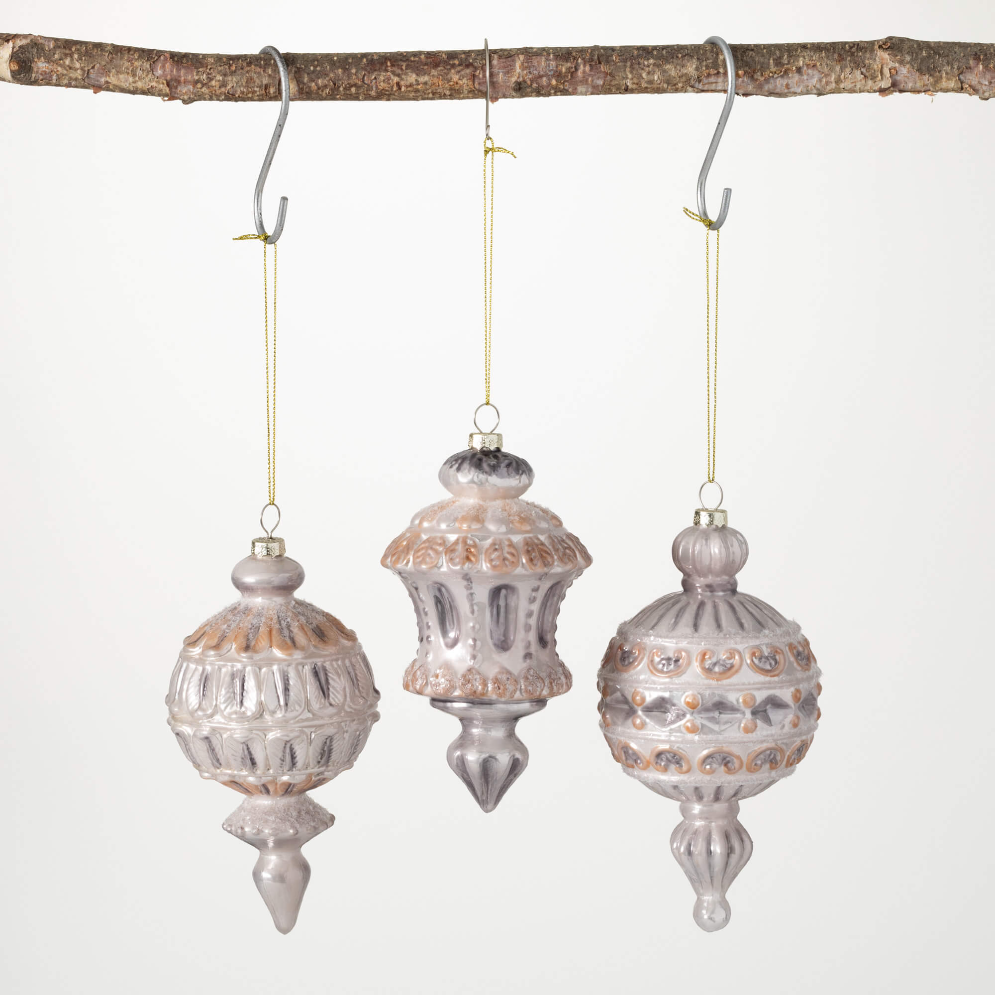 FROSTED BALL FINIAL ORNAMENTS