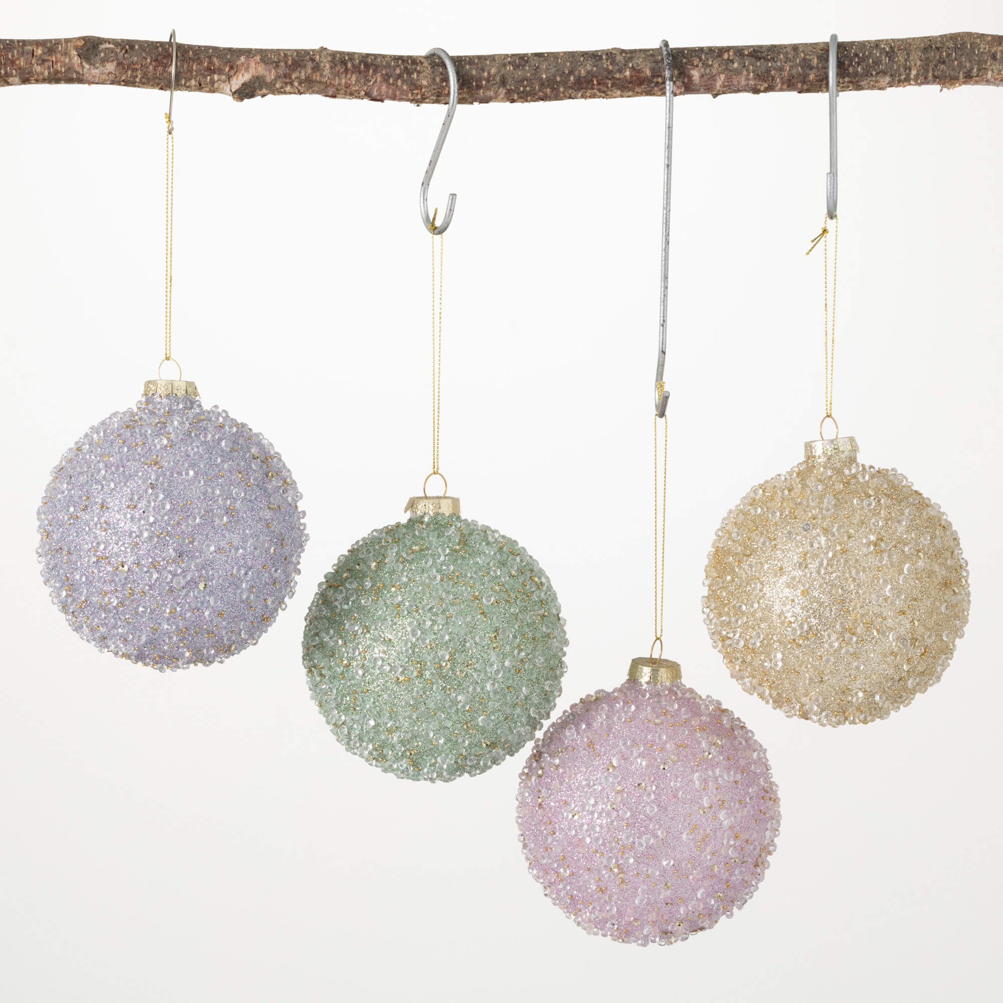 BEADED BALL ORNAMENT SET OF 4