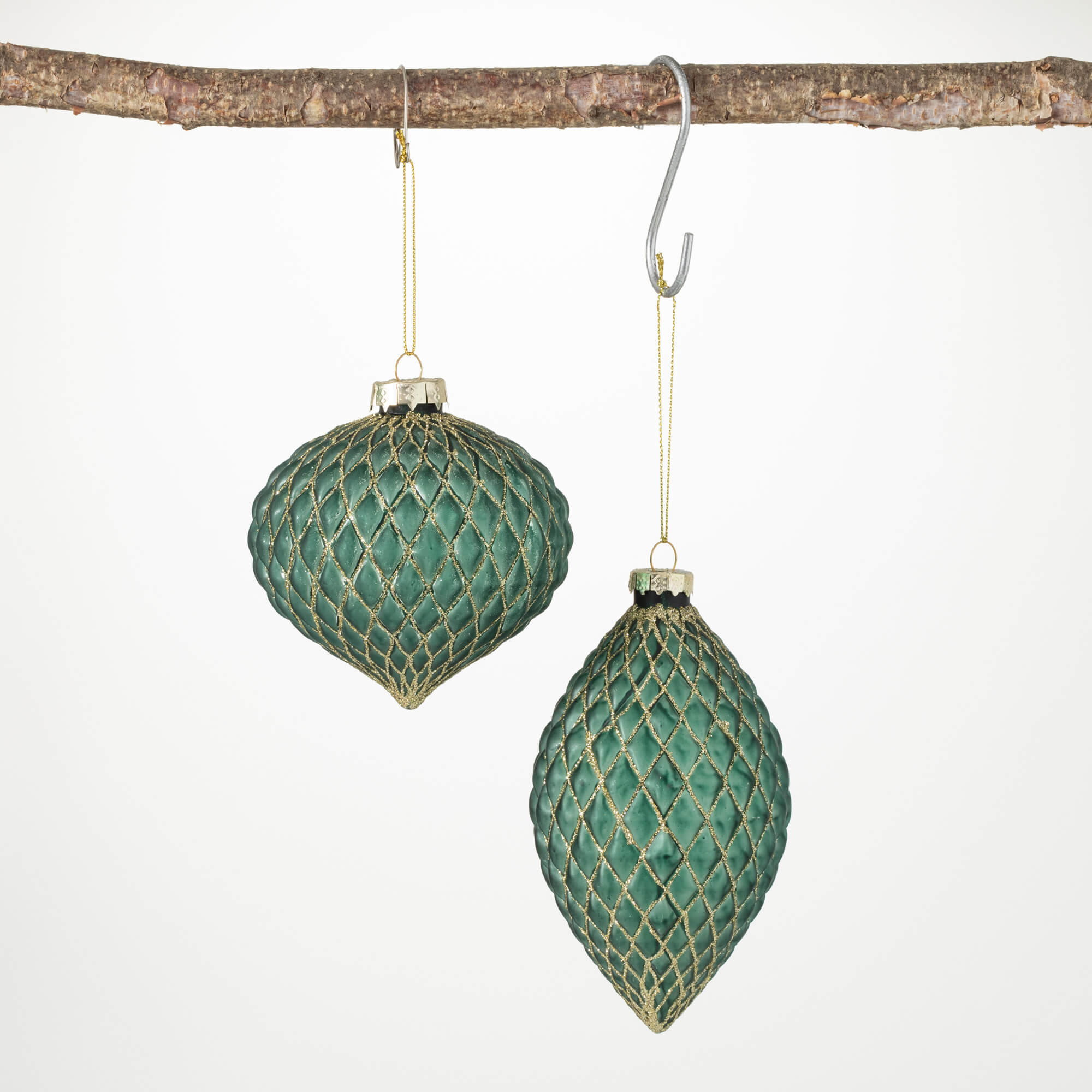 MOLDED GLASS ORNAMENT SET OF 2