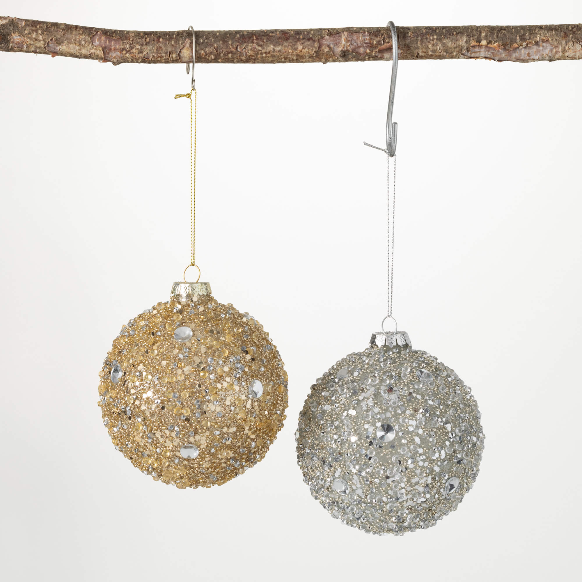 BEADED BALL ORNAMENT SET OF 2