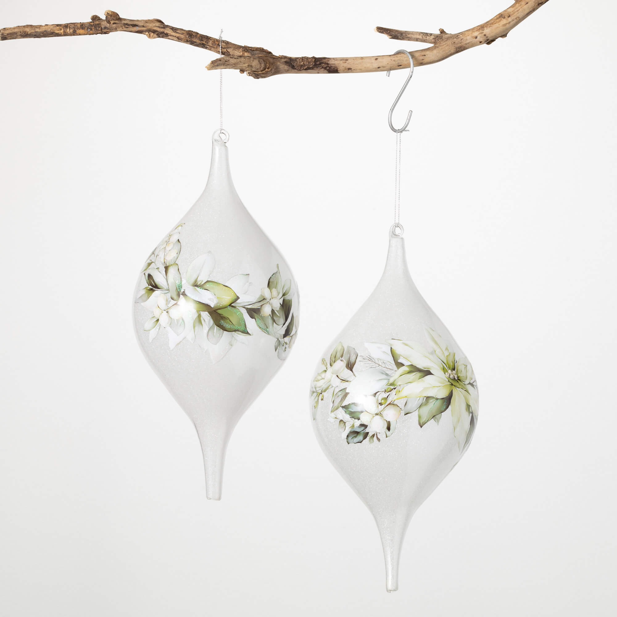 FLORAL DROP ORNAMENT SET OF 2