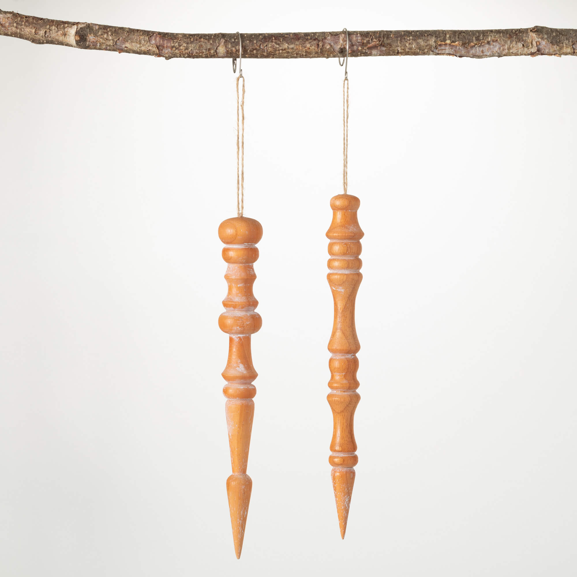 WOODEN FINIAL ORNAMENT PAIR