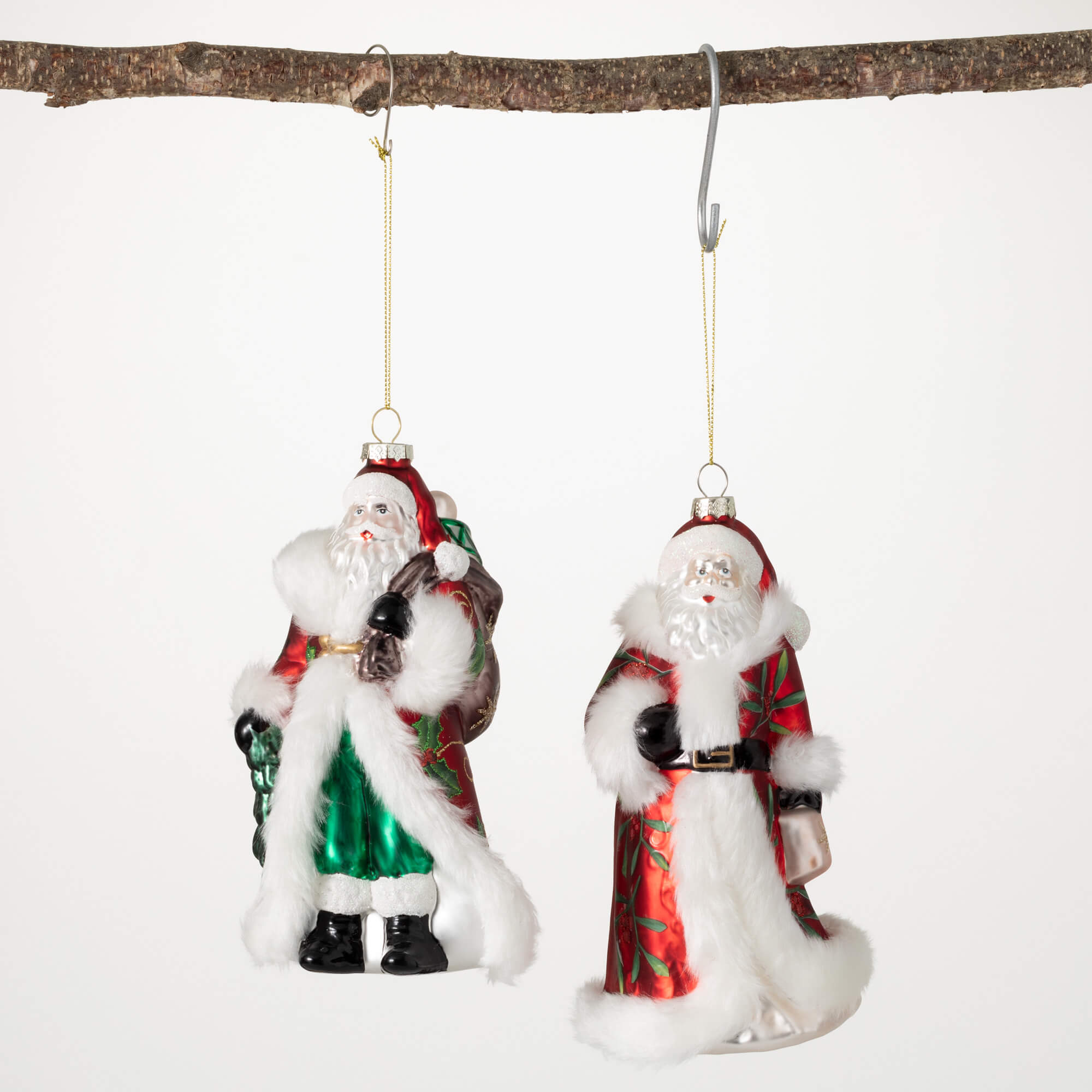 RED SANTA ORNAMENT SET OF 2